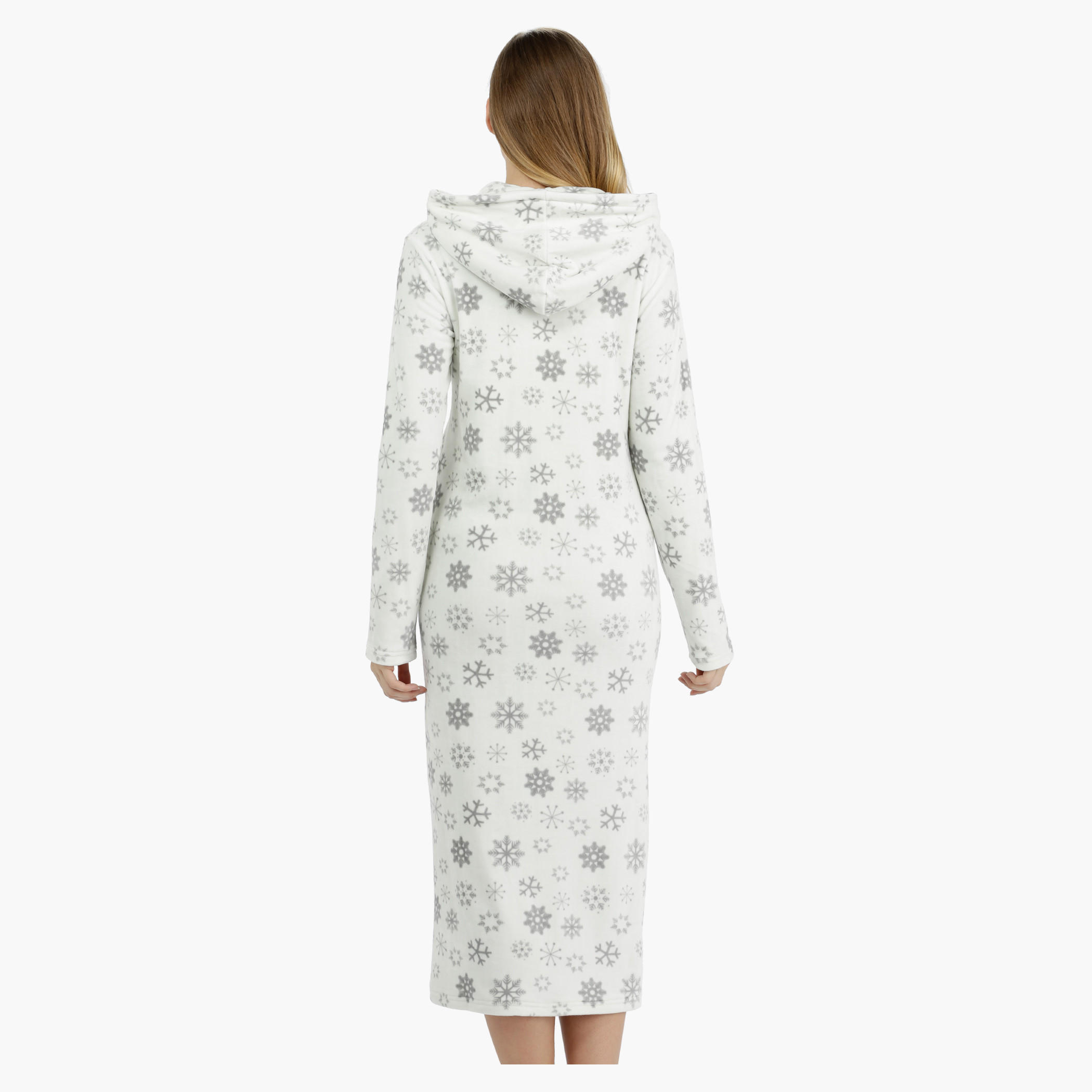 Hooded Night Dress with Complete Zip Closure-women-clothing-nightwear-nighties-image-2