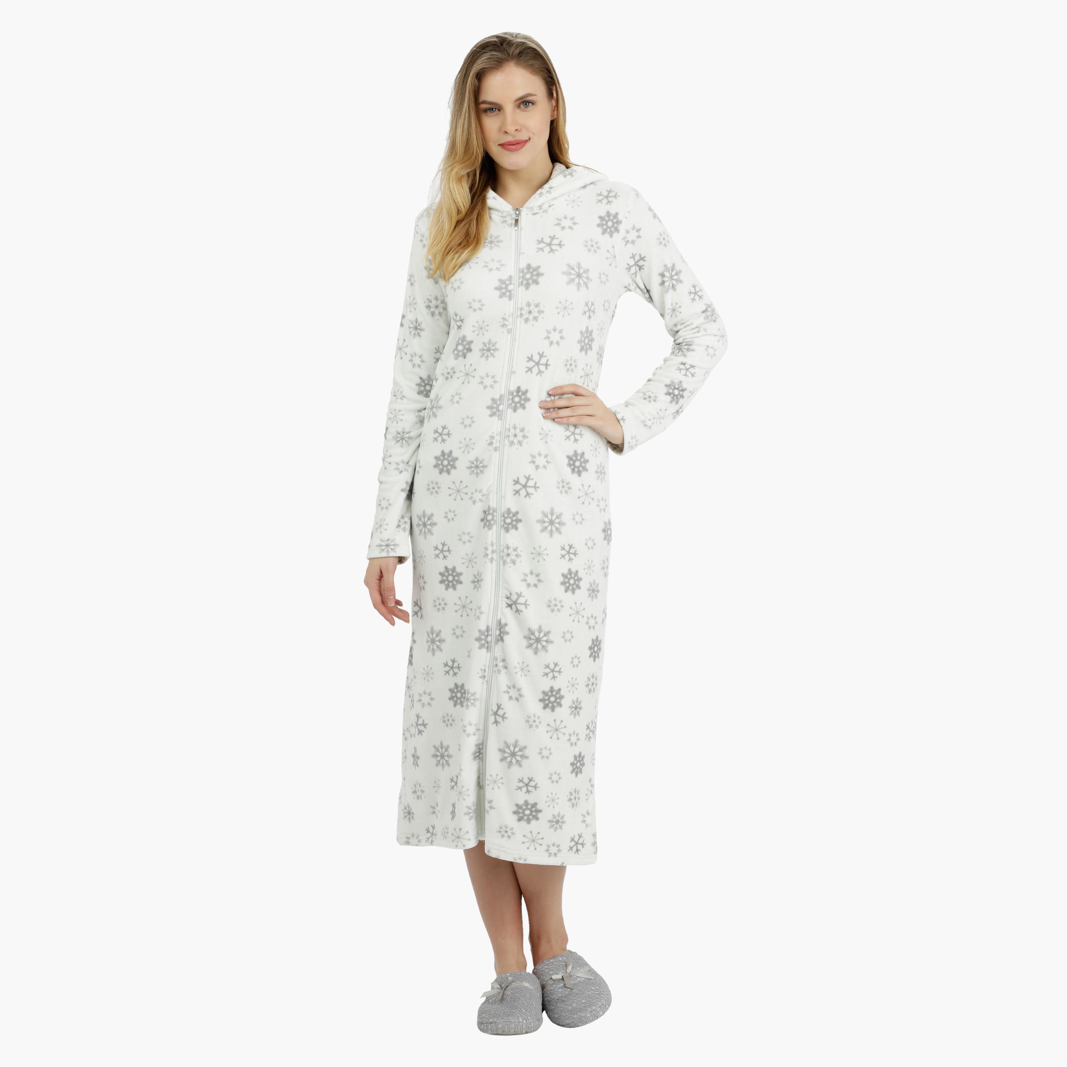 Hooded Night Dress with Complete Zip Closure-women-clothing-nightwear-nighties-image-5