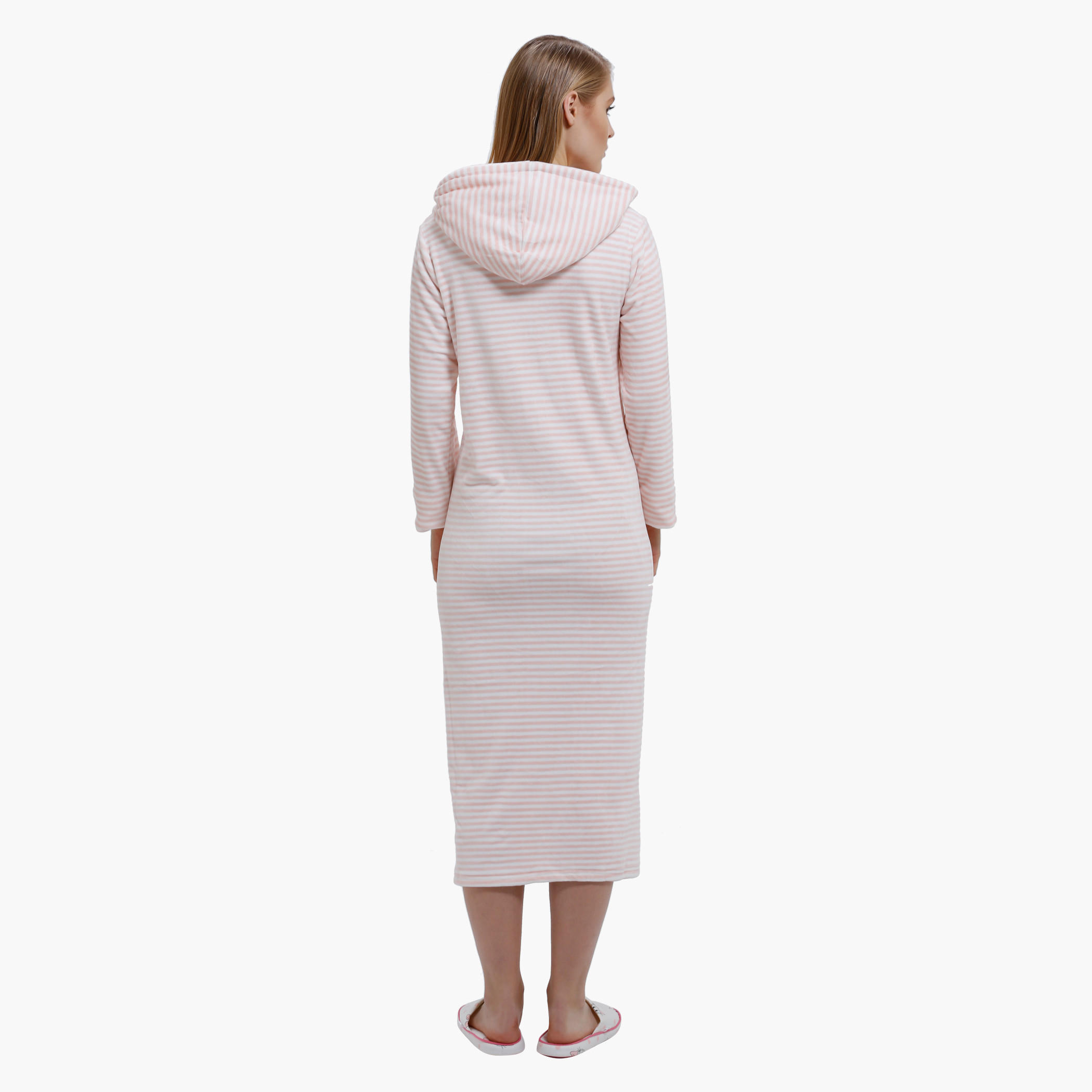 Striped Dress with Zip Detail and Long Sleeves-women-clothing-nightwear-nighties-image-2