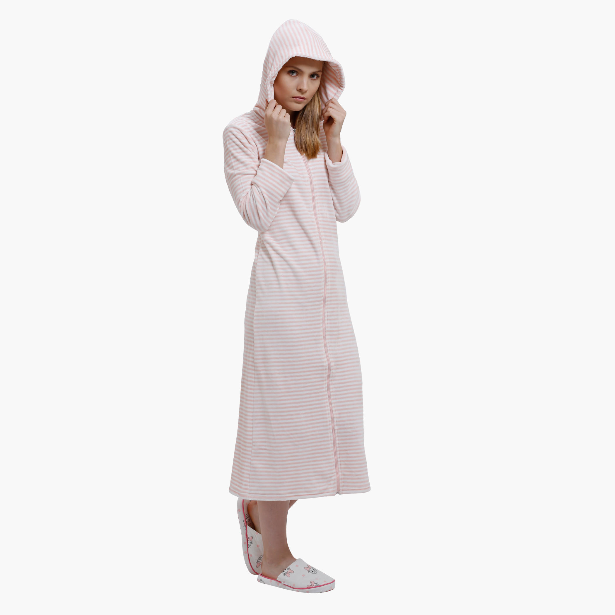 Striped Dress with Zip Detail and Long Sleeves-women-clothing-nightwear-nighties-image-3