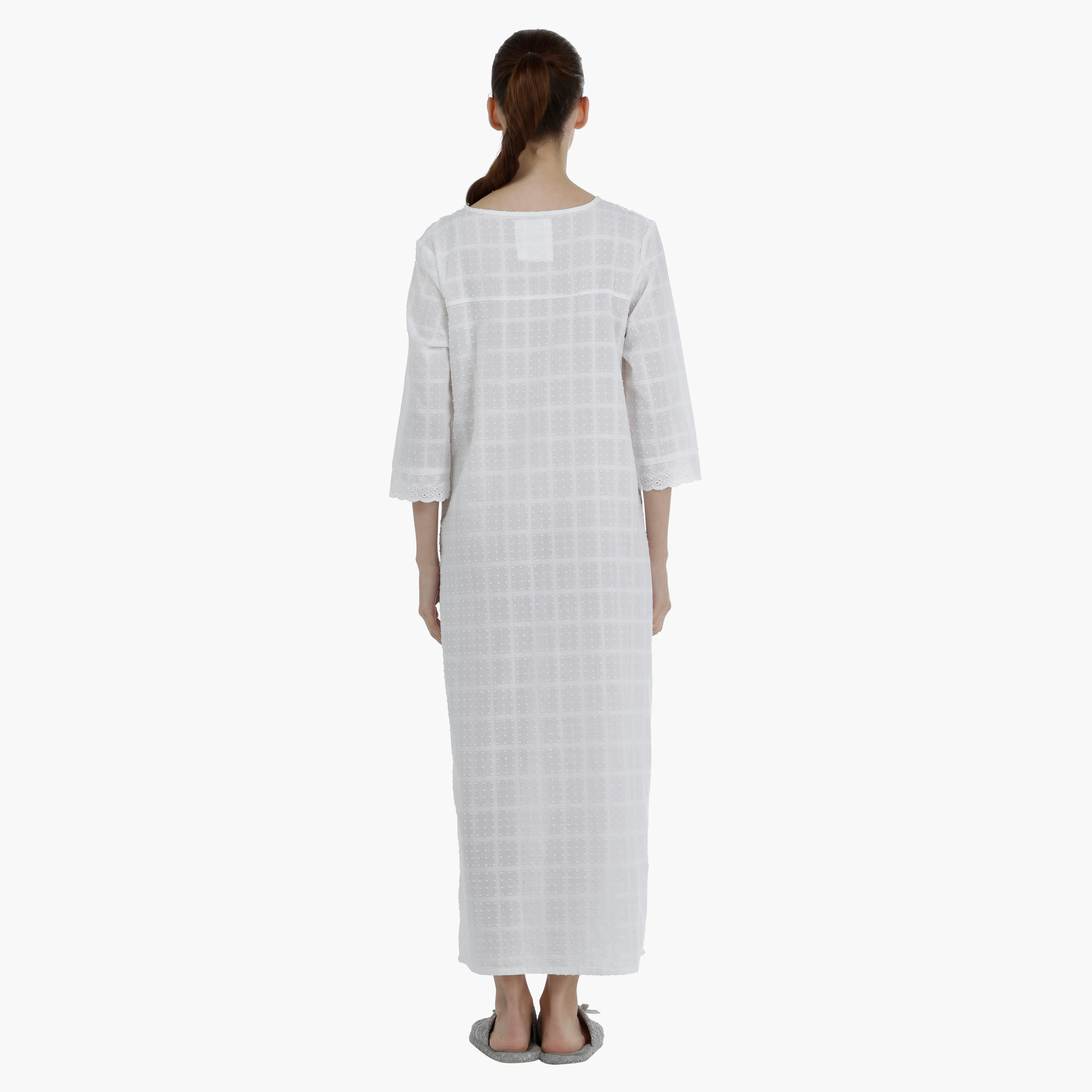 Textured Sleep Dress with Schiffli Trims-women-clothing-nightwear-nighties-image-2