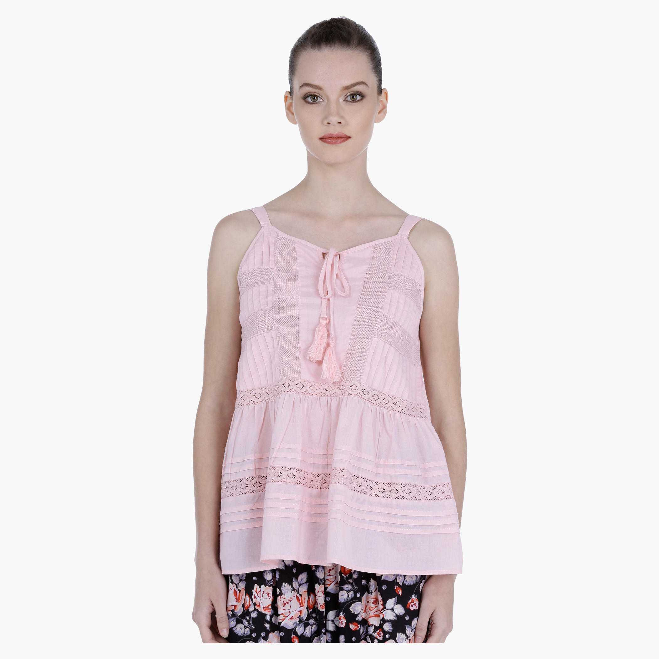 Pleated Top and Printed Capri Set-women-clothing-nightwear-pyjamas-longsets-image-2