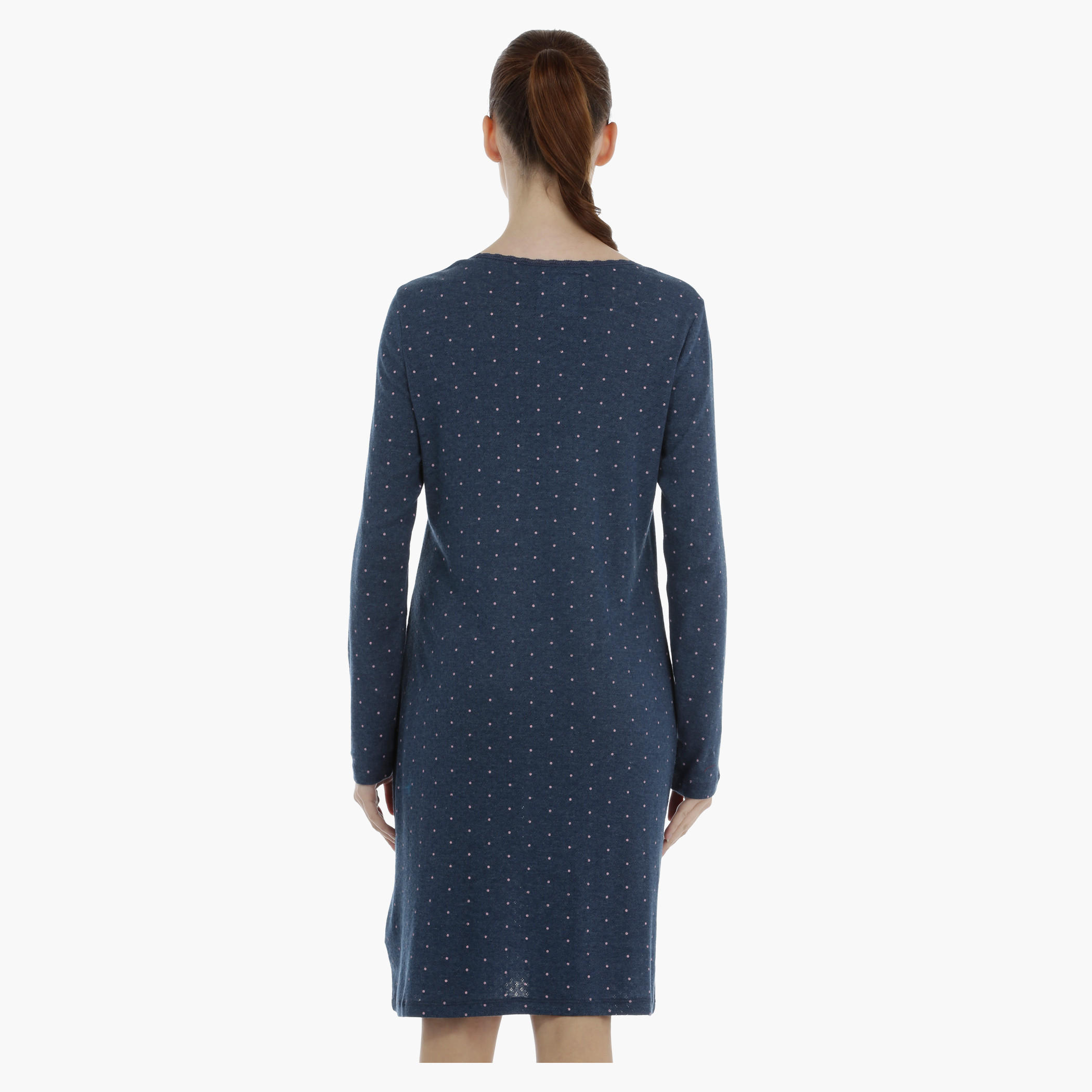 Polka Dot Sleep Dress with Long Sleeves-women-clothing-nightwear-nighties-image-2