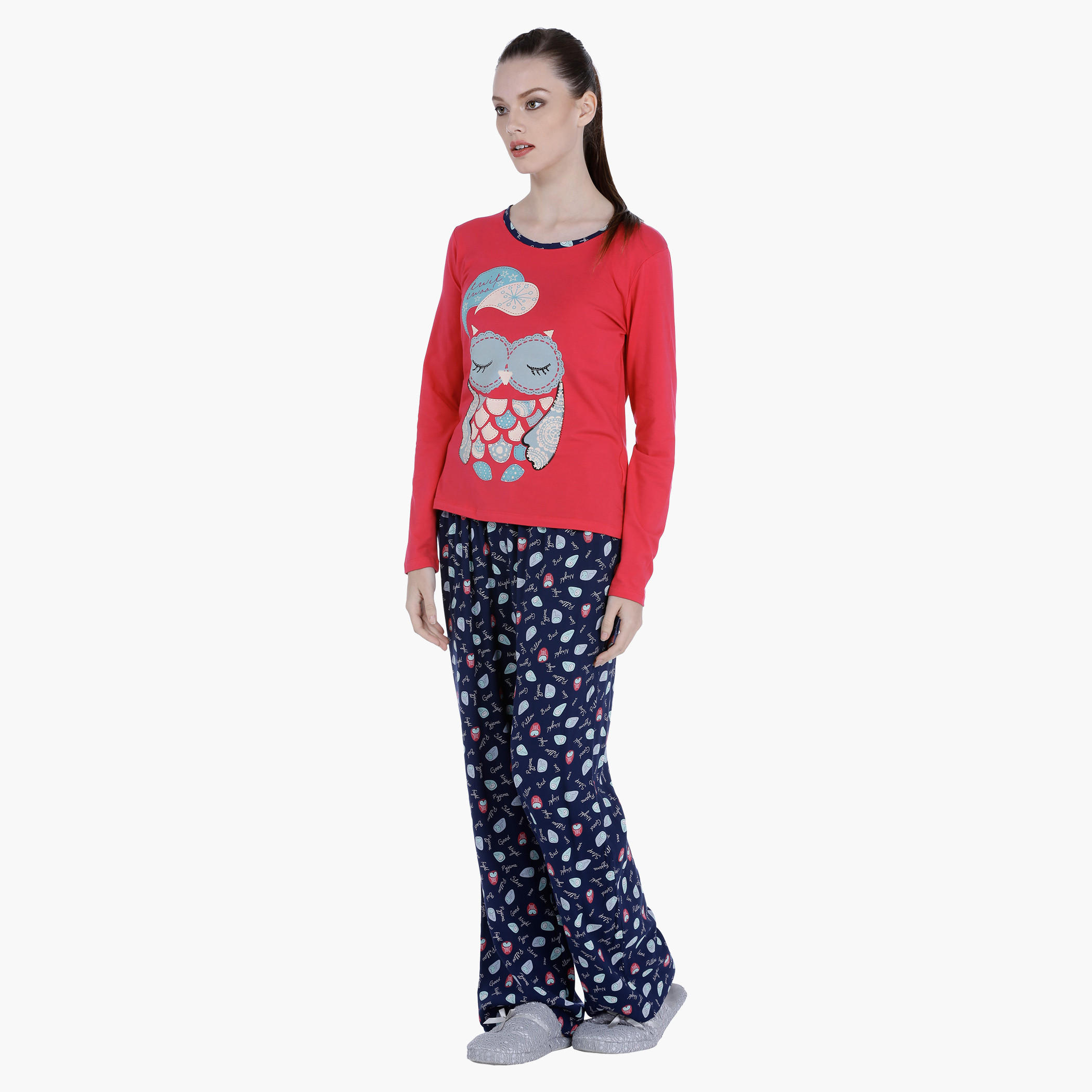 طقم بيجاما قطن بطبعات-women-clothing-nightwear-pyjamas-longsets-image-3