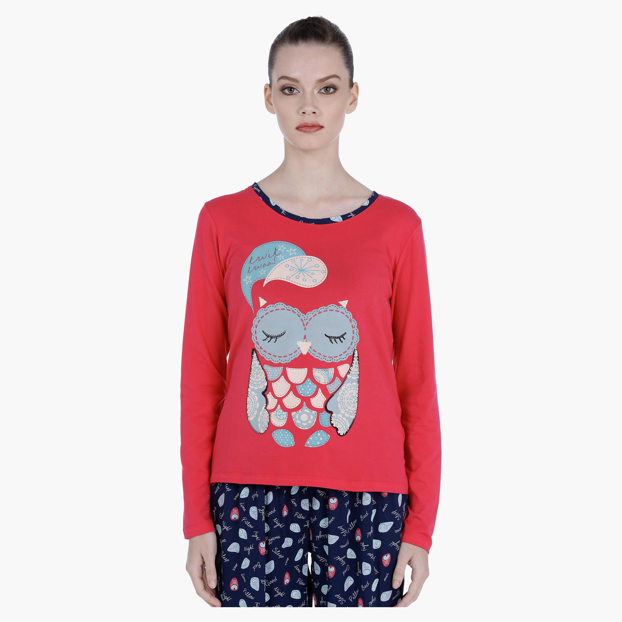 طقم بيجاما قطن بطبعات-women-clothing-nightwear-pyjamas-longsets-image-2