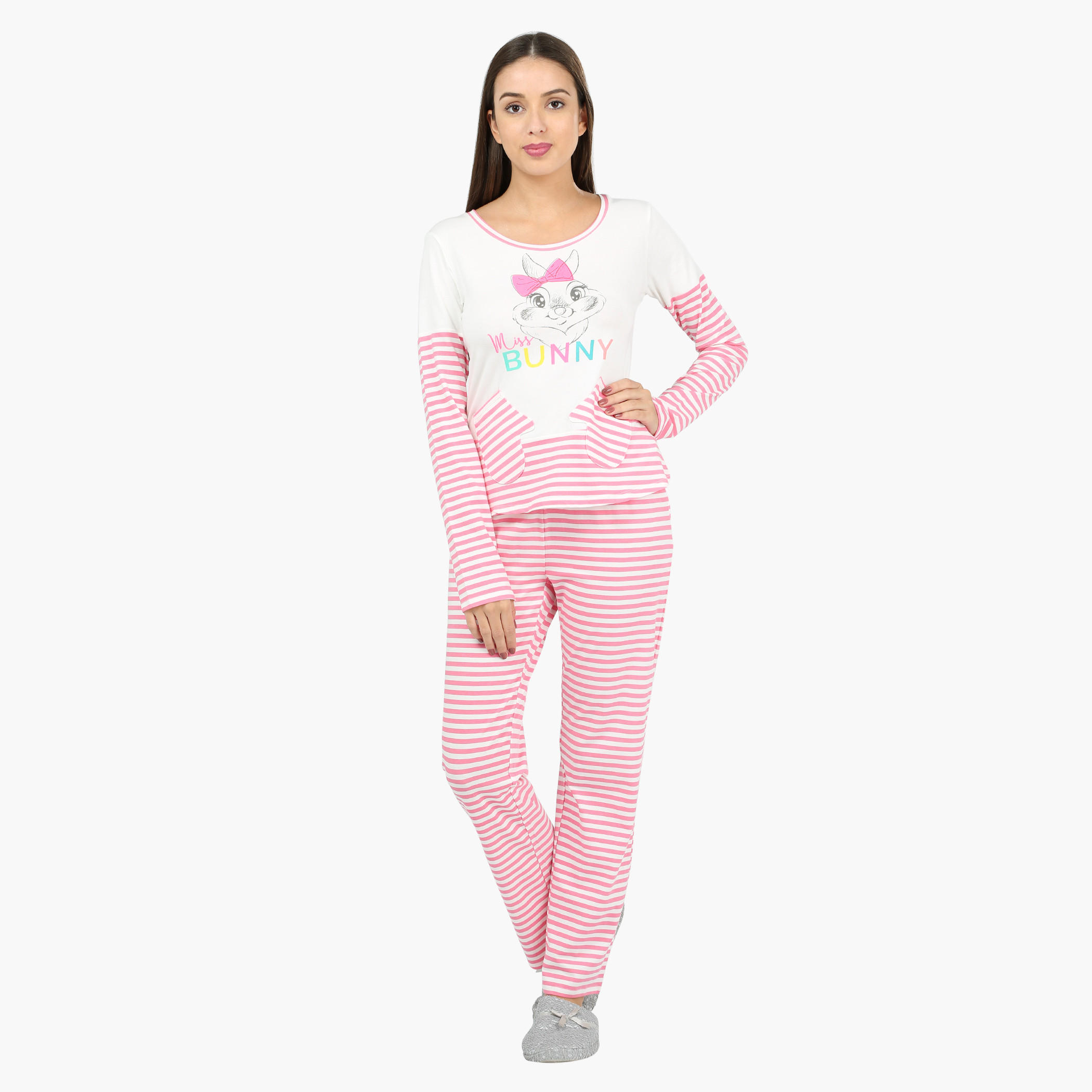 طقم بيجاما مقلّم بأكمام طويلة-women-clothing-nightwear-pyjamas-longsets-image-1