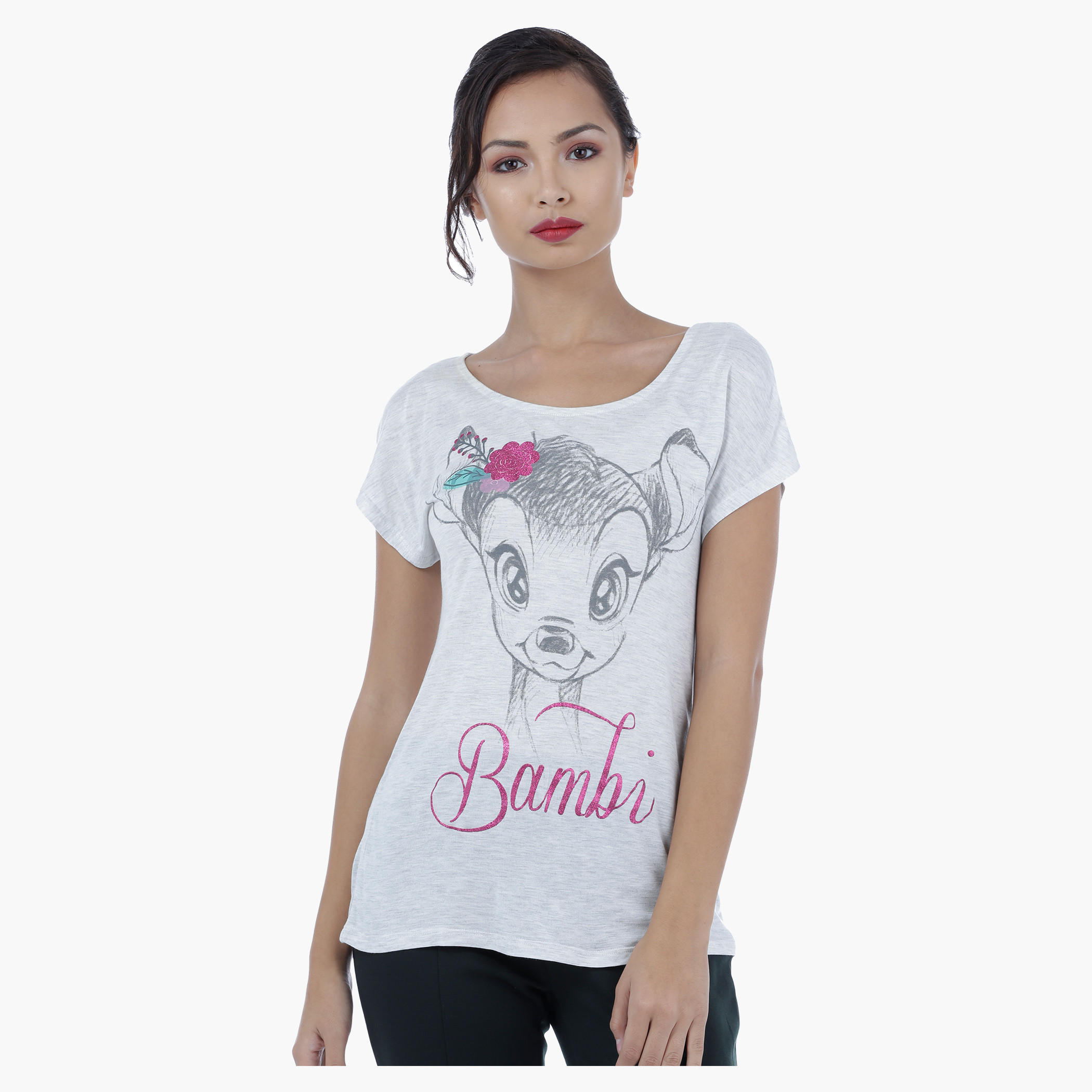 Printed T-Shirt with Short Sleeves-women-clothing-tshirts-image-1