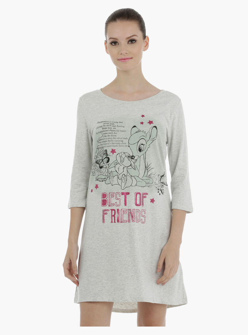 Printed Sleep Dress with Boat Neck-women-clothing-nightwear-nighties-image-5