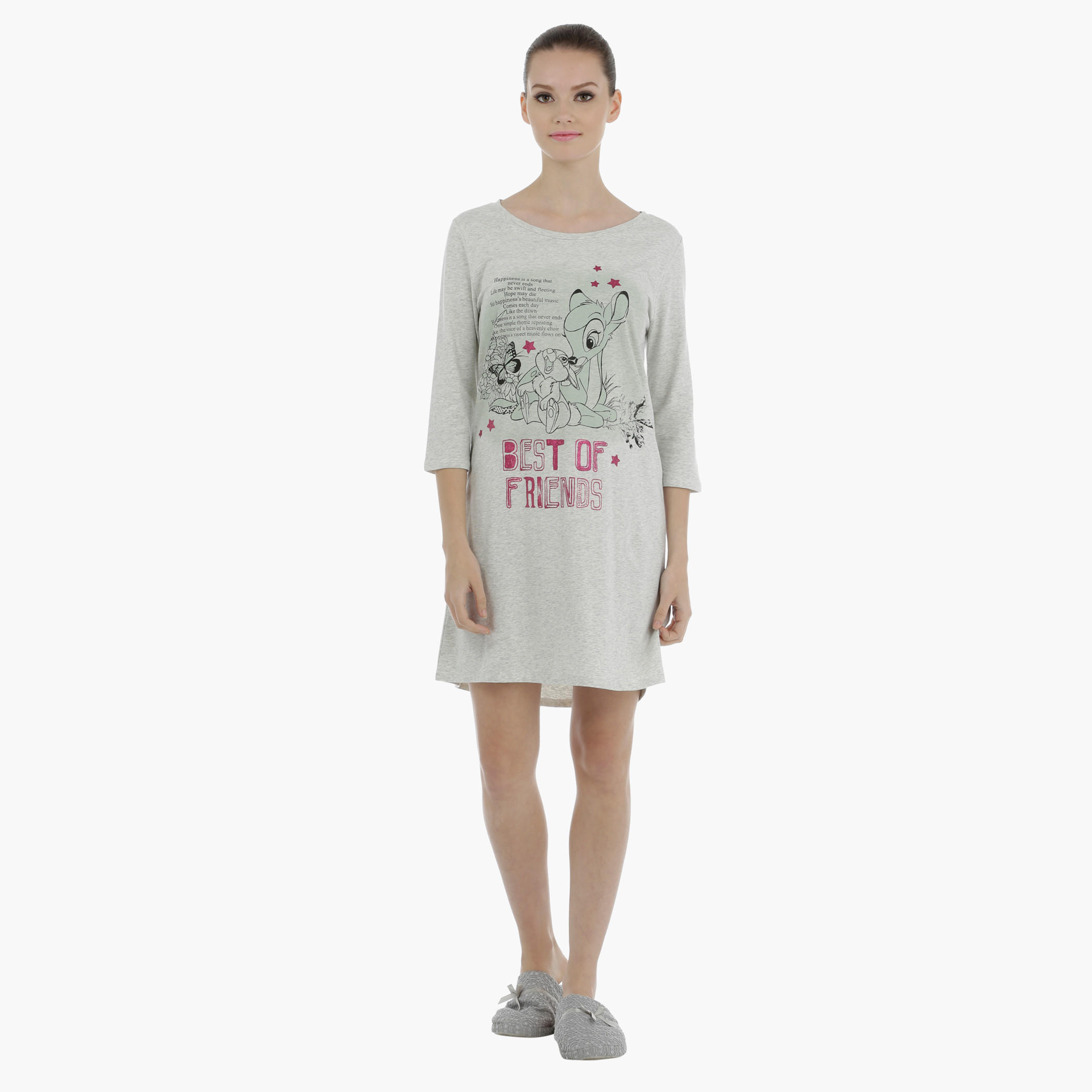 Printed Sleep Dress with Boat Neck-women-clothing-nightwear-nighties-image-1
