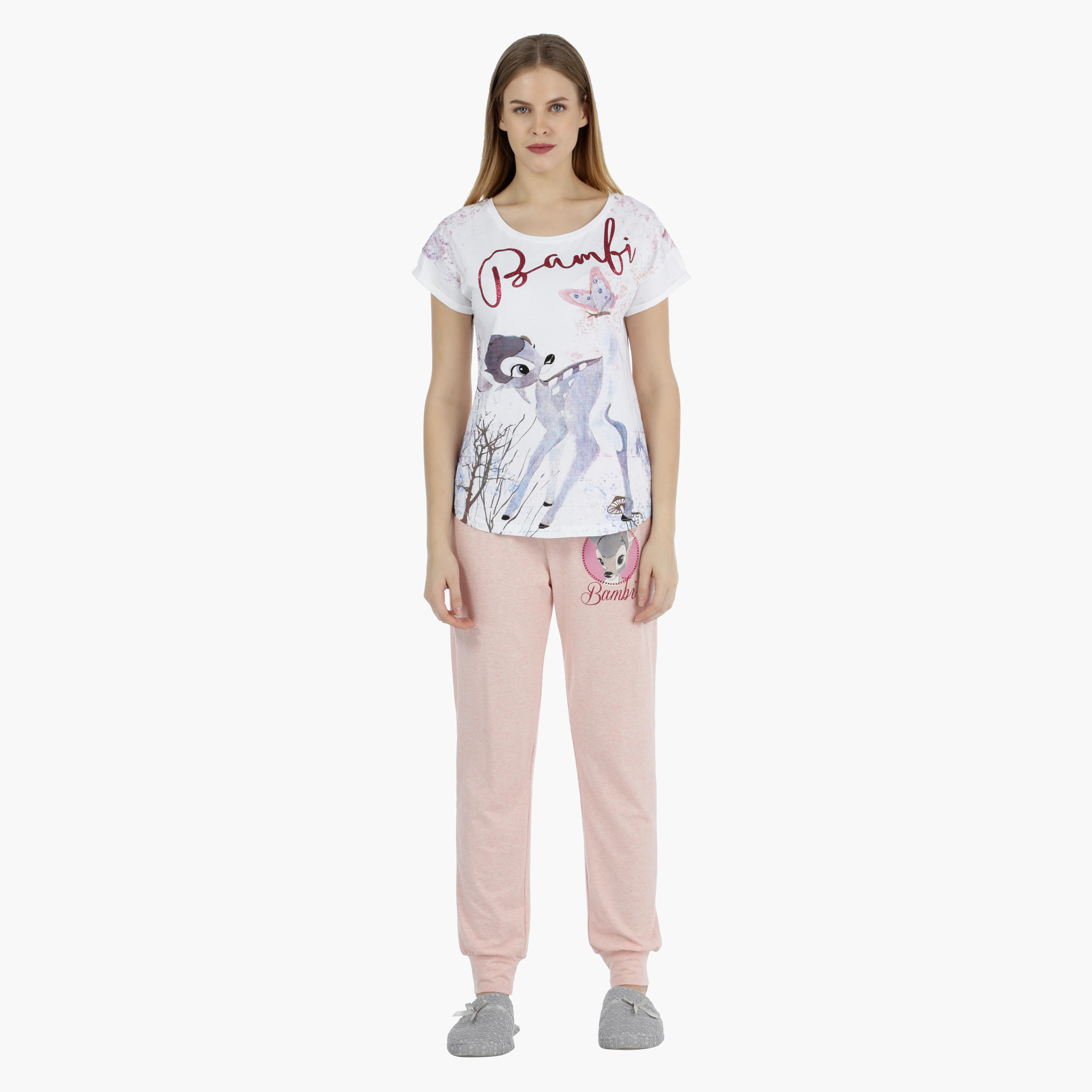 طقم بيجاما بطبعات بامبي-women-clothing-nightwear-pyjamas-longsets-image-5