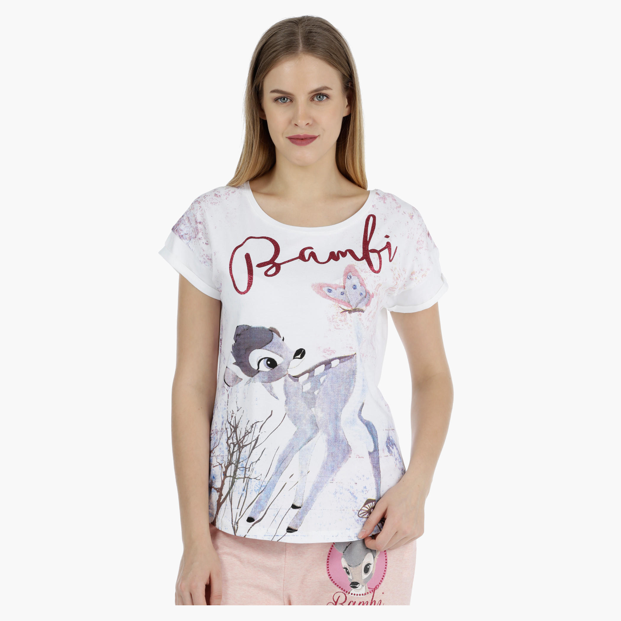 طقم بيجاما بطبعات بامبي-women-clothing-nightwear-pyjamas-longsets-image-2