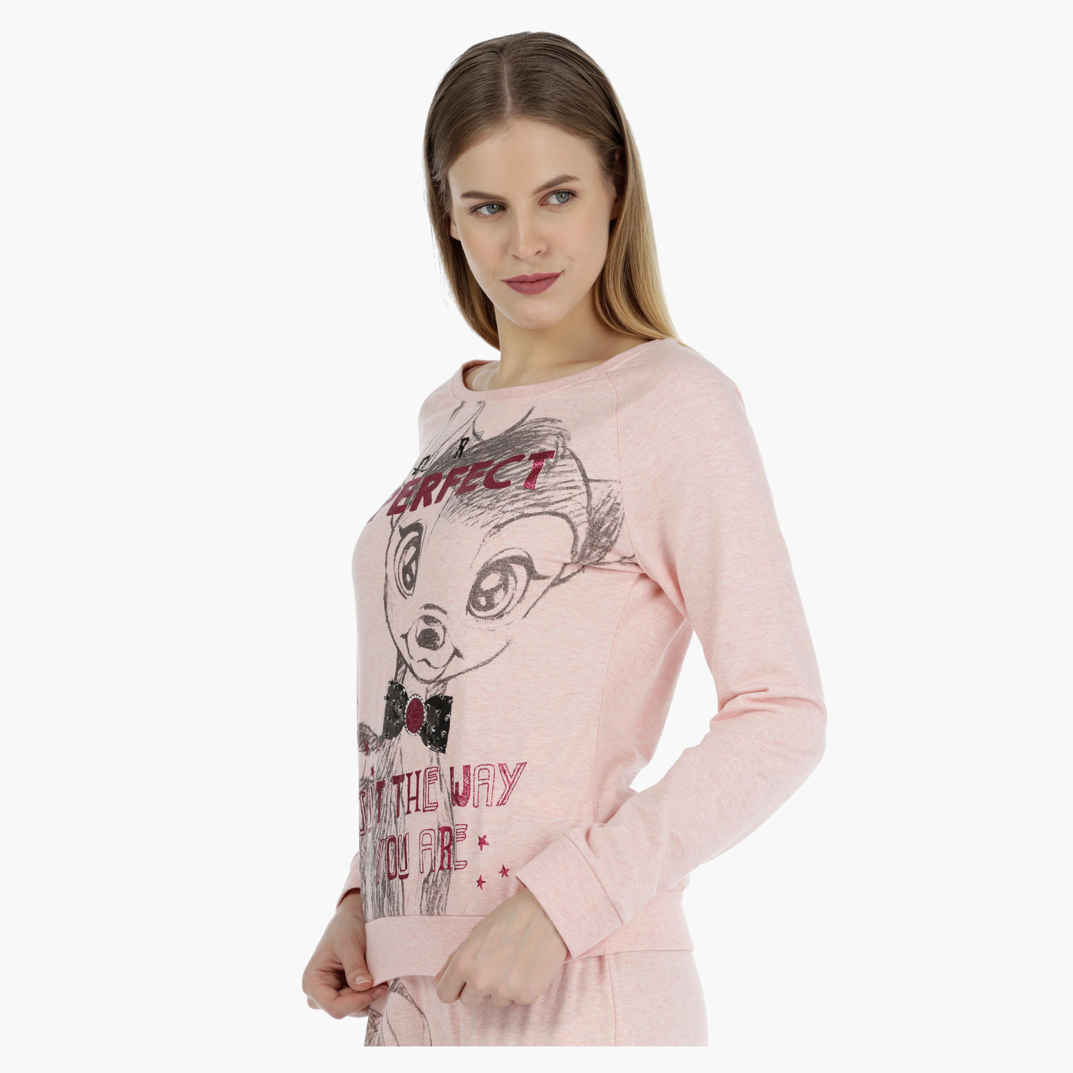 Bambi Printed T-shirt with Long Sleeves-women-clothing-nightwear-pyjamas-tops-image-3