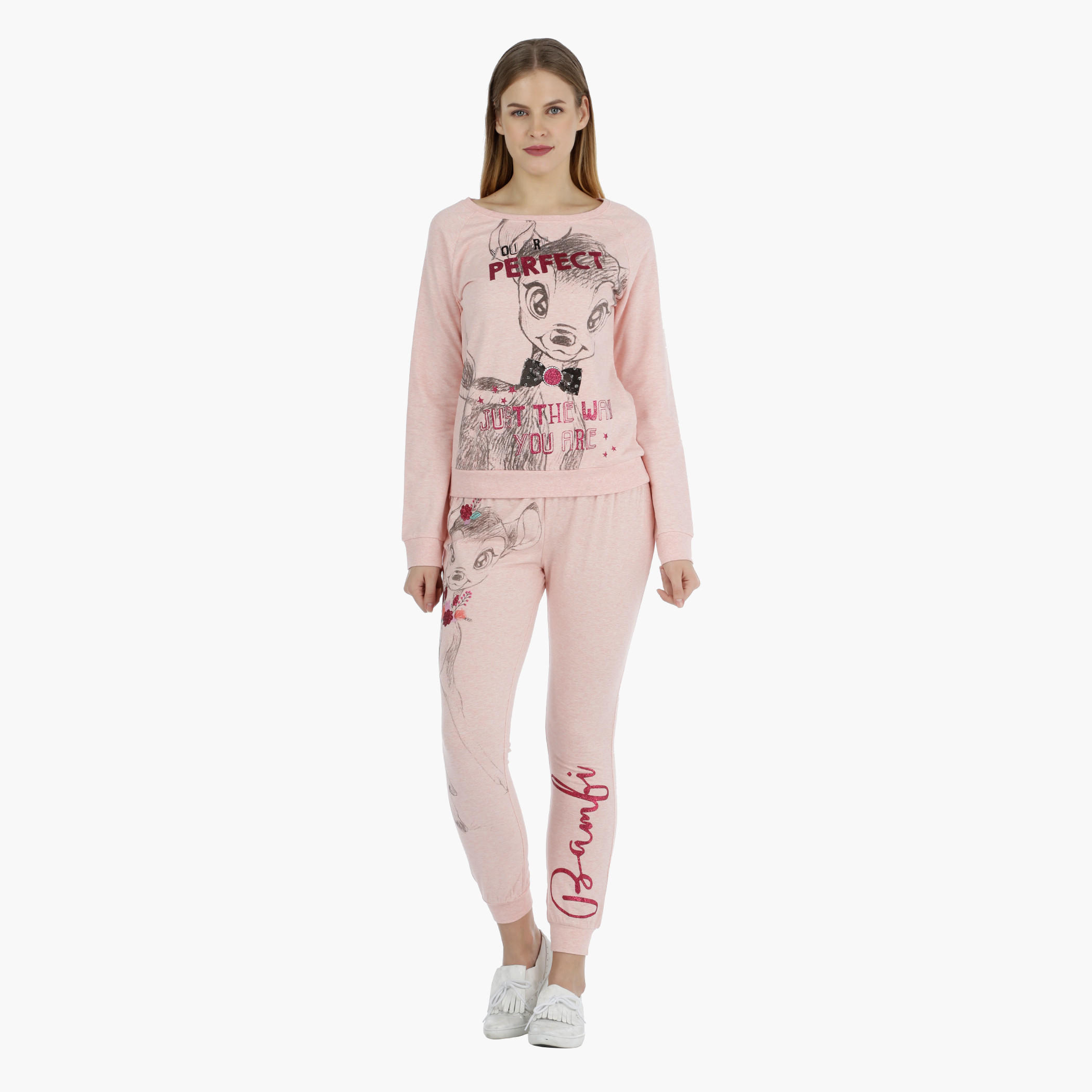 Bambi Printed T-shirt with Long Sleeves-women-clothing-nightwear-pyjamas-tops-image-1