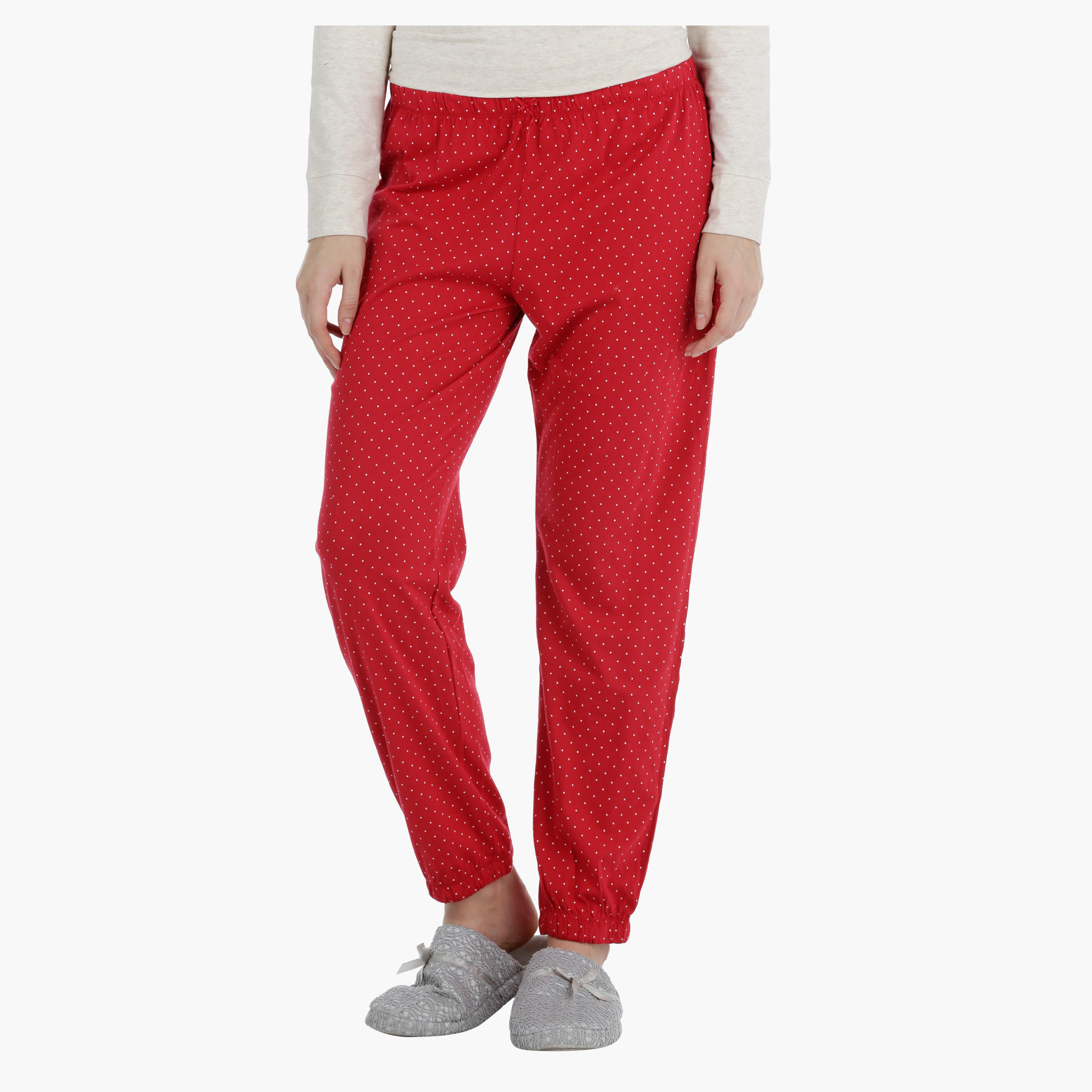 طقم سروال بيجاما طويل ومنقّط وتبلوزة بأكمام طويلة وطبعات-women-clothing-nightwear-pyjamas-longsets-image-5