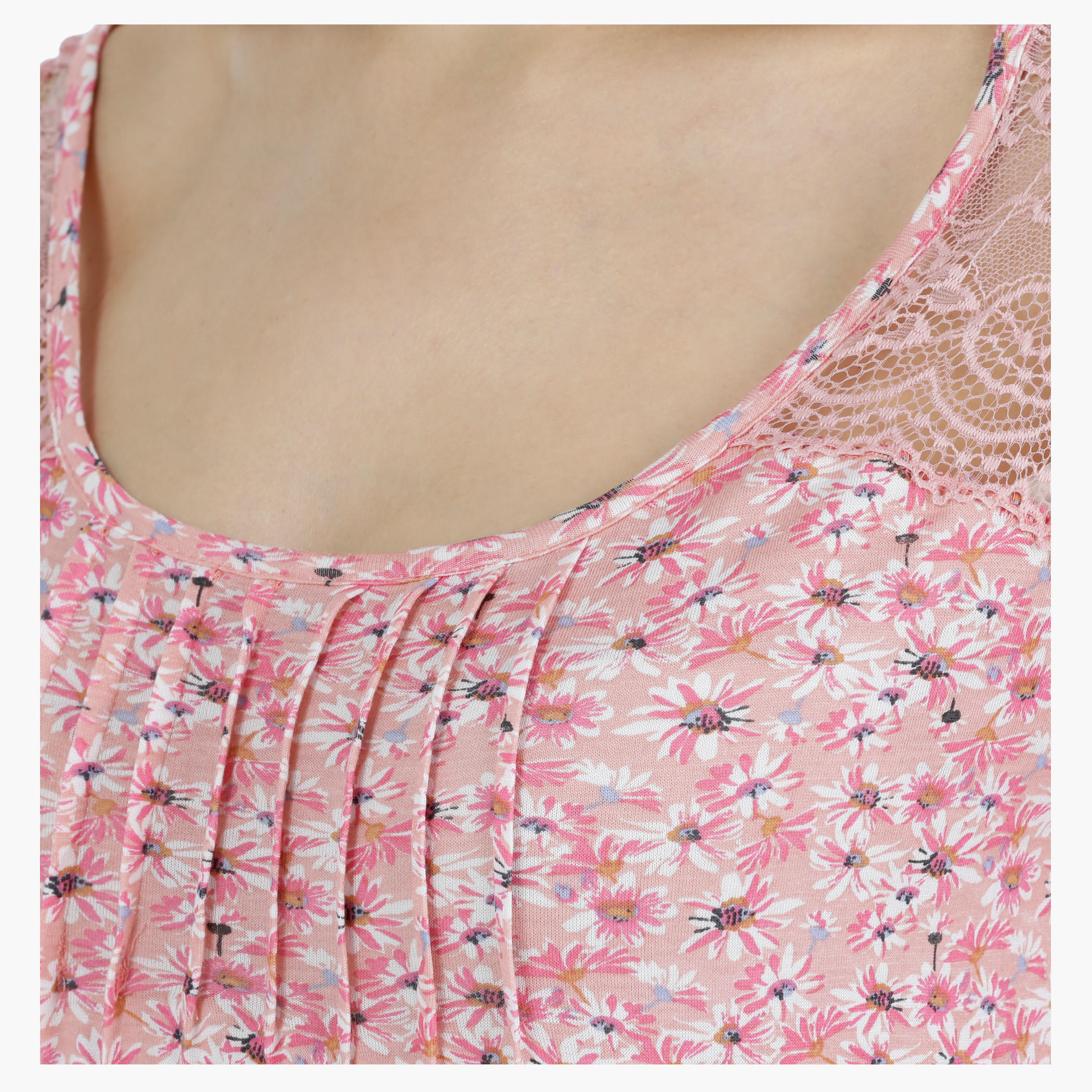 Floral Print Short-sleeved Maxi Dress-women-clothing-nightwear-nighties-image-4