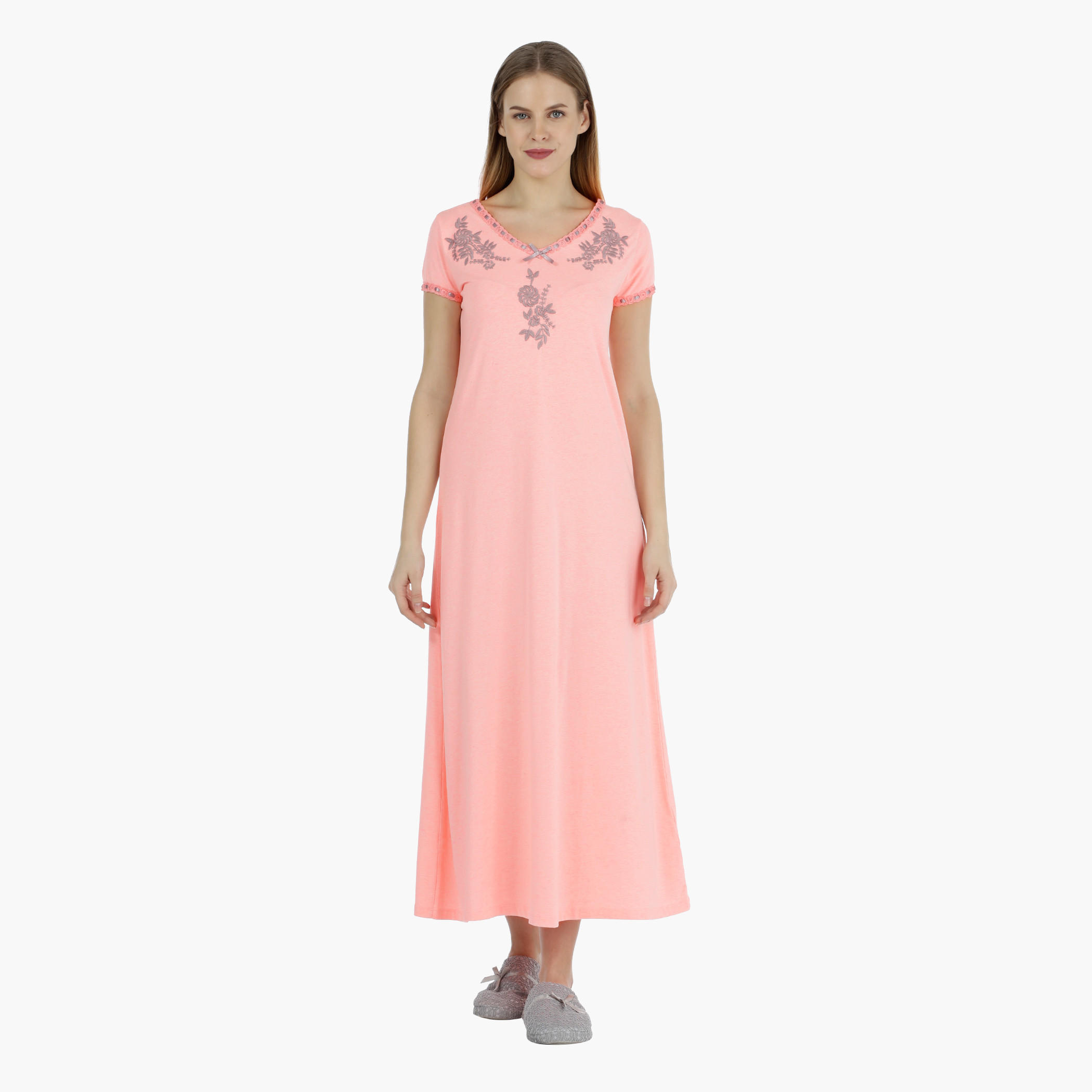 Long Dress with Floral Embroidery-women-clothing-nightwear-nighties-image-1
