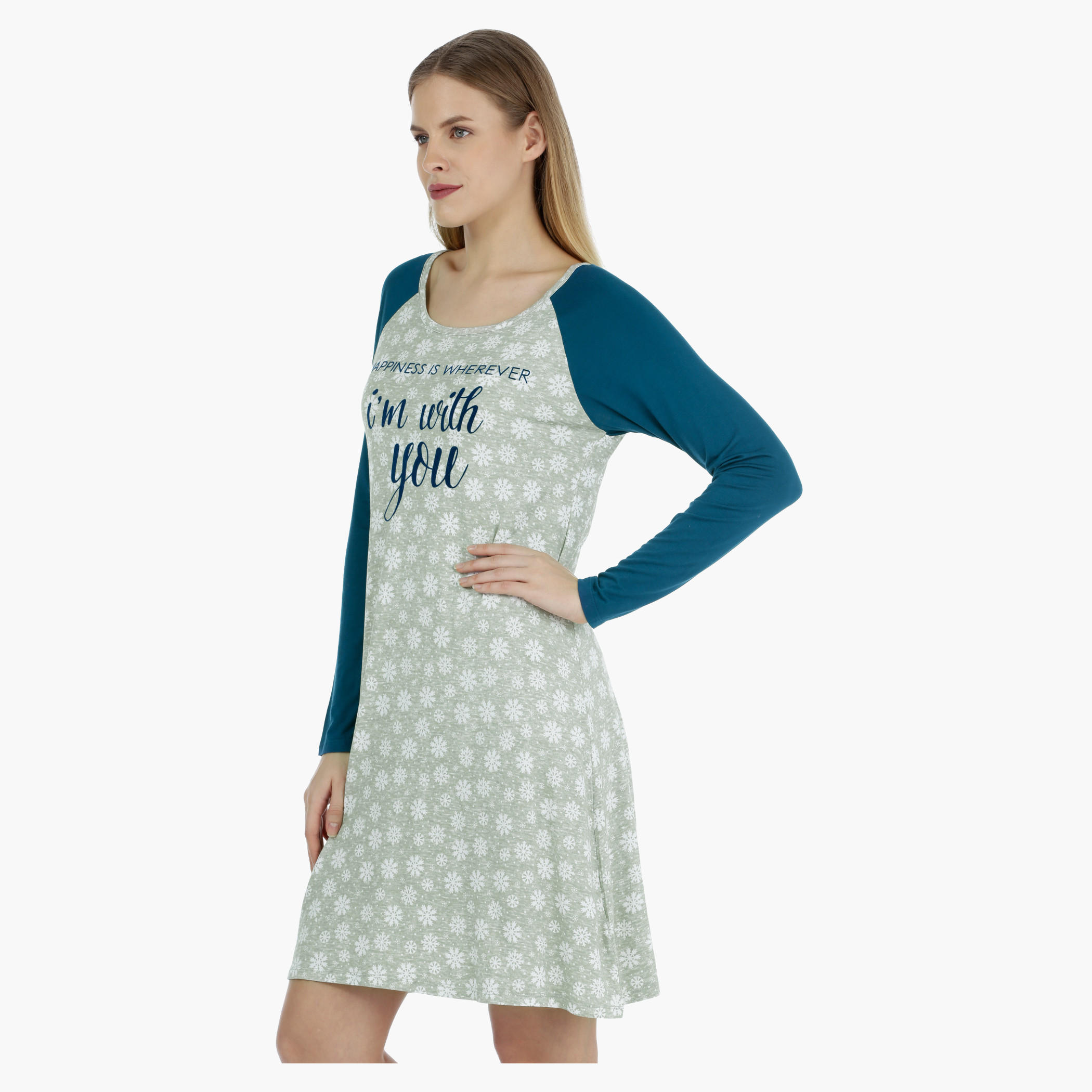 Full-sleeved Printed Night Dress-women-clothing-nightwear-nighties-image-3