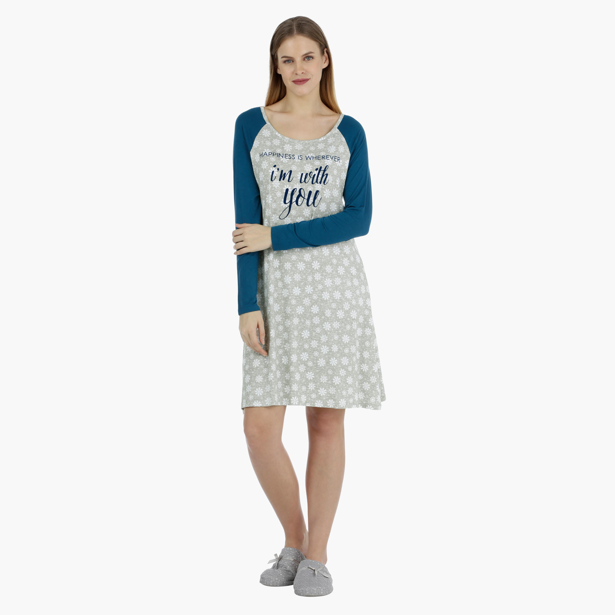Full-sleeved Printed Night Dress-women-clothing-nightwear-nighties-image-5