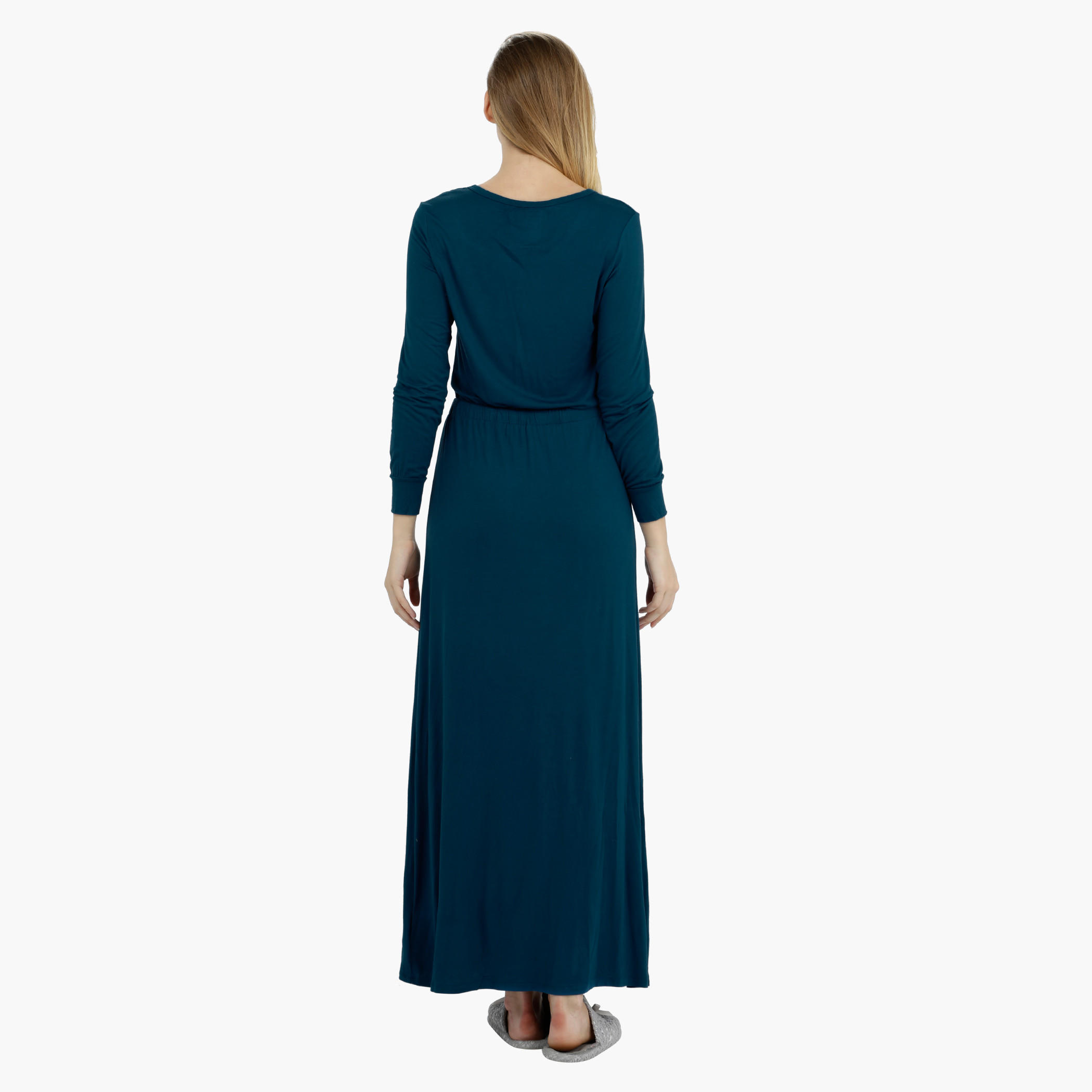 Long Sleeves Maxi Dress with Drawstring-women-clothing-nightwear-nighties-image-2