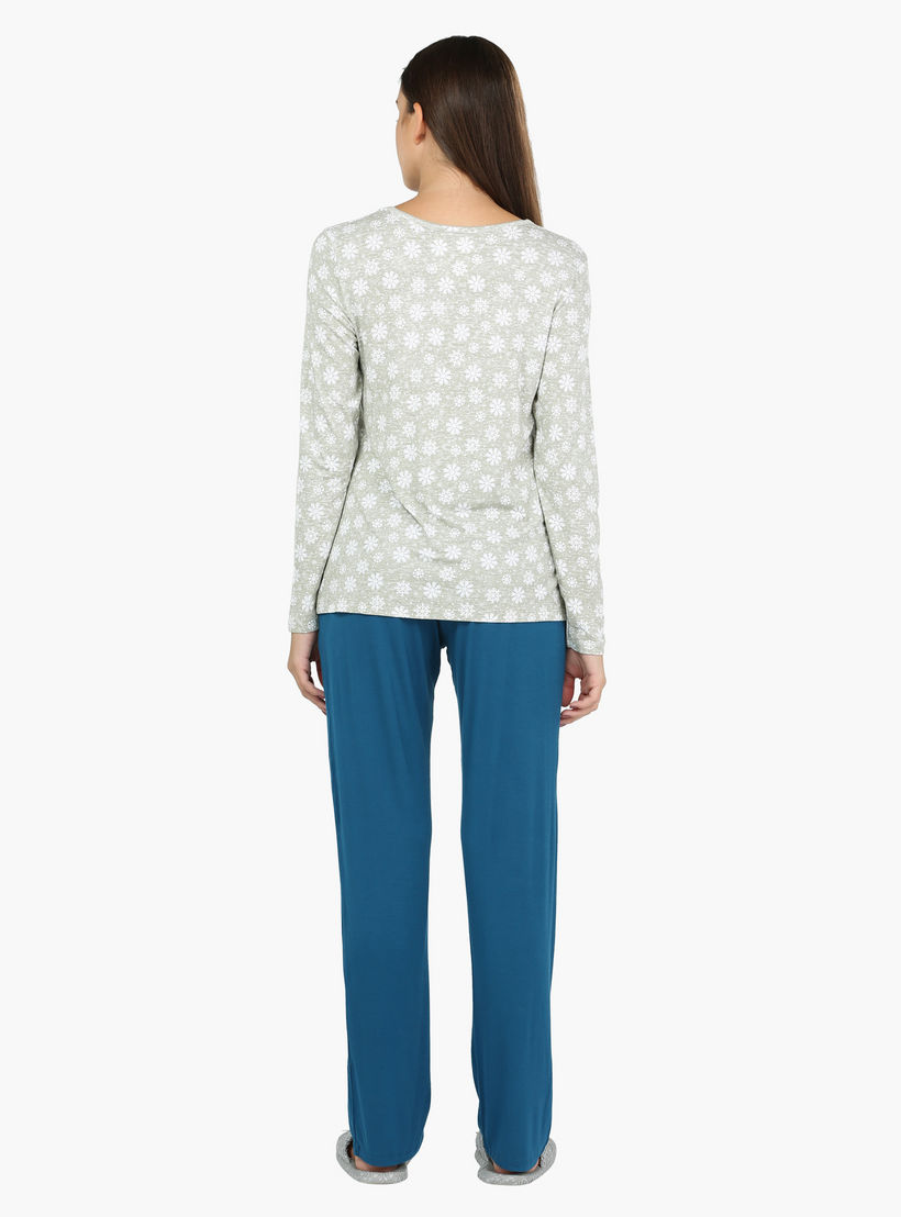 Long Sleeves Pajama Set with Printed Top-women-clothing-nightwear-pyjamas-longsets-image-2
