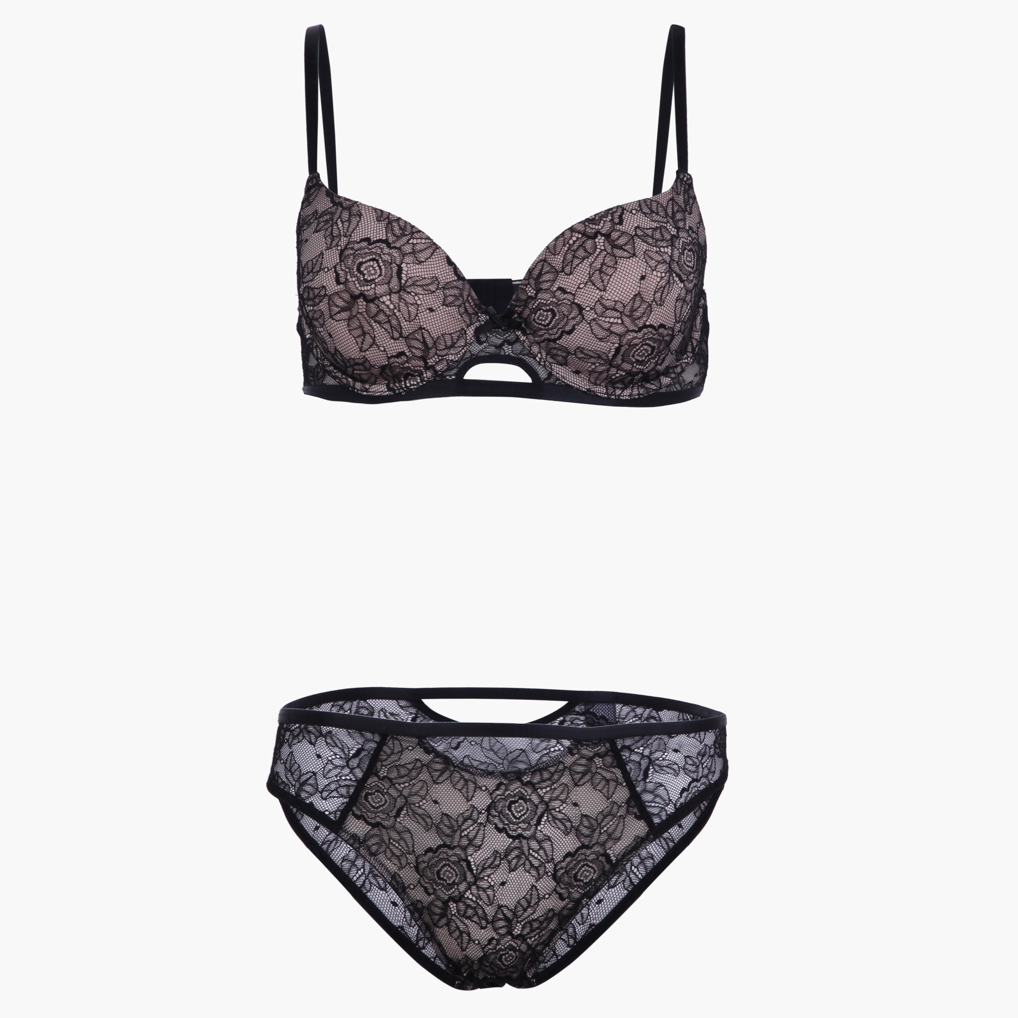 Lace Demi Bra and Underwear Set-women-clothing-lingerie-lingeriesets-image-1