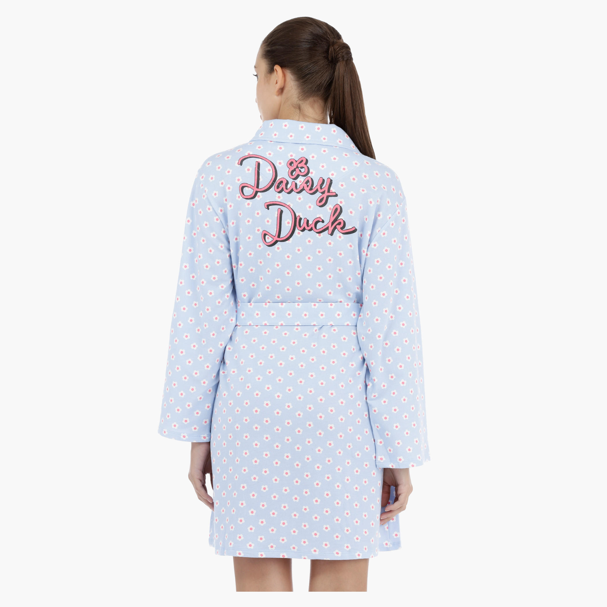 Daisy Duck Printed Long Sleeves Robe with Tie Ups-women-clothing-nightwear-robes-image-2