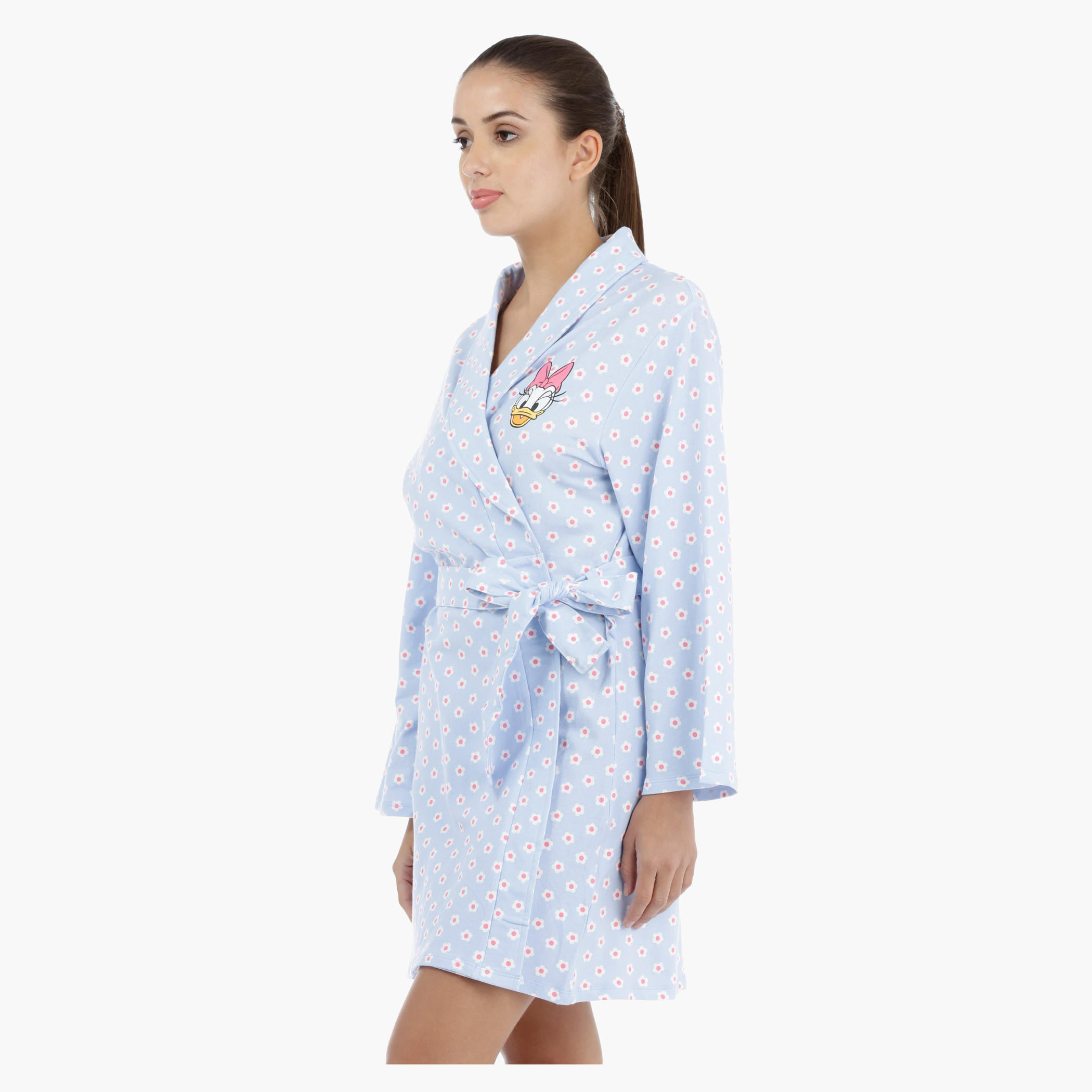 Daisy Duck Printed Long Sleeves Robe with Tie Ups-women-clothing-nightwear-robes-image-3