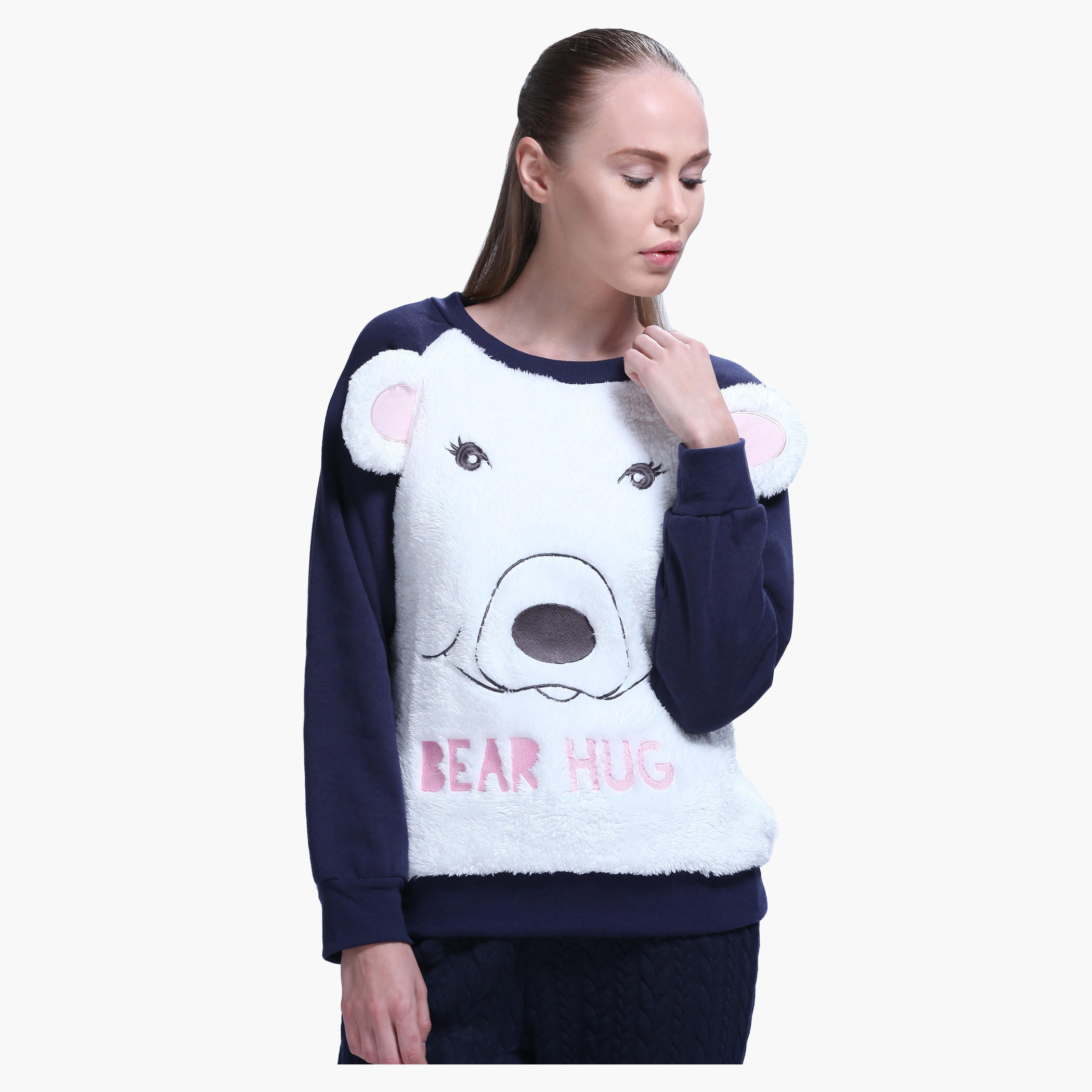 Embroidered Long Sleeves Sweatshirt-women-clothing-nightwear-pyjamas-tops-image-1