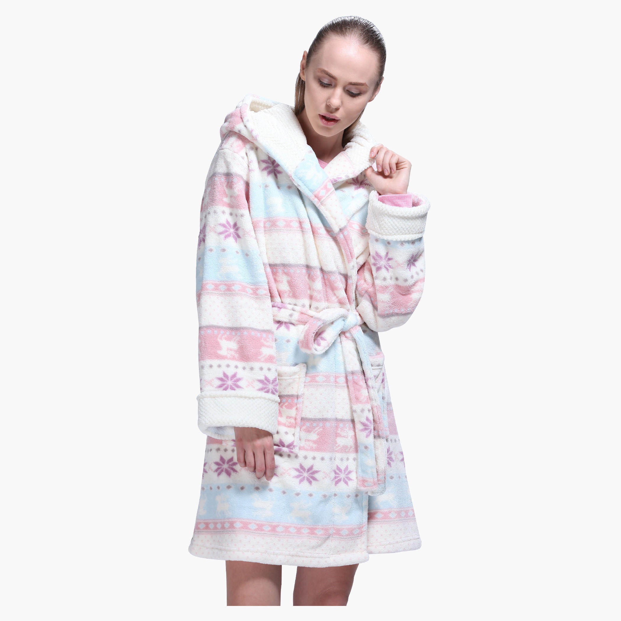 Long Sleeves Robe with Front Tie Ups-women-clothing-nightwear-robes-image-1