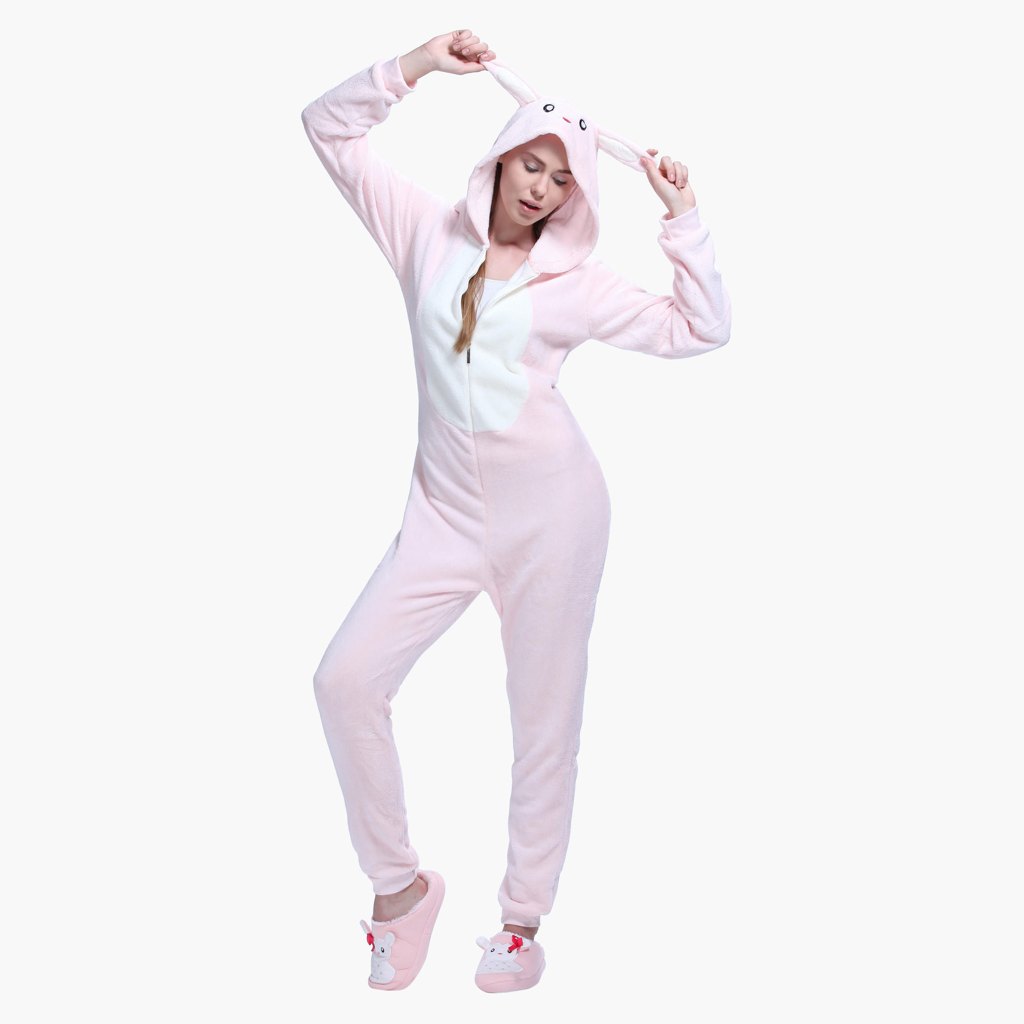 Long Sleeves Hooded Jumpsuit with Zippered Front-women-clothing-nightwear-nighties-image-1