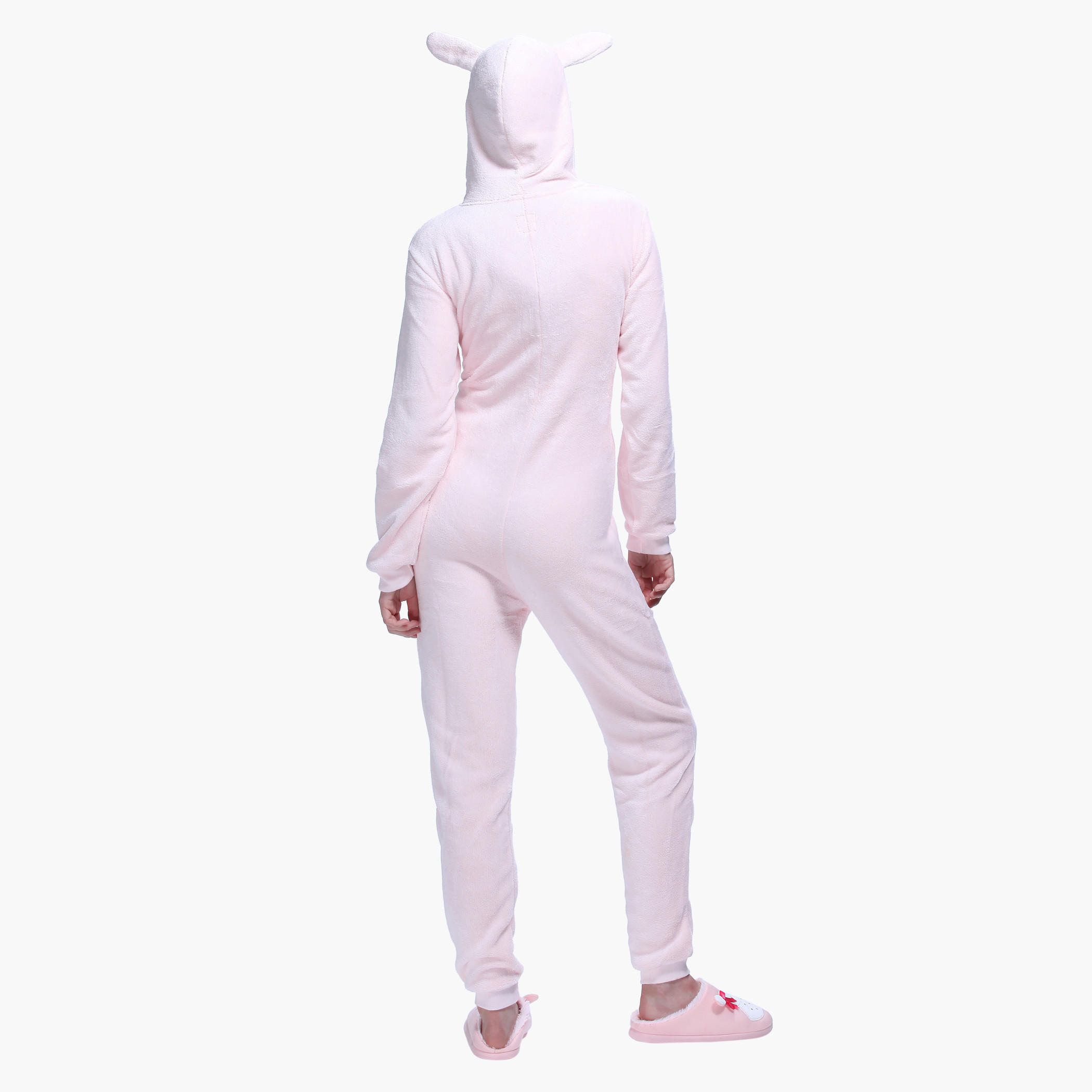 Long Sleeves Hooded Jumpsuit with Zippered Front-women-clothing-nightwear-nighties-image-2