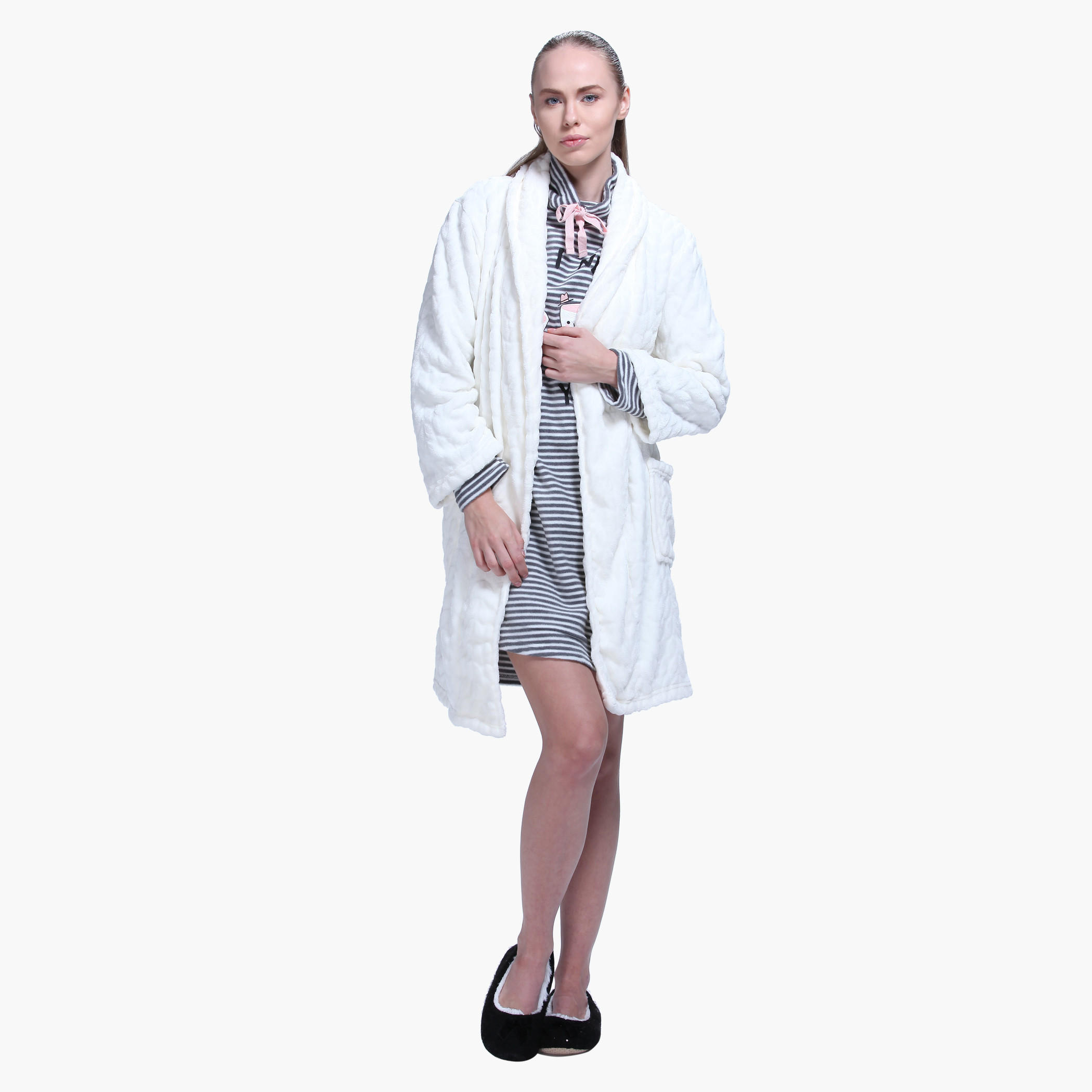 Printed High Neck Long Sleeves Dress-women-clothing-nightwear-nighties-image-5