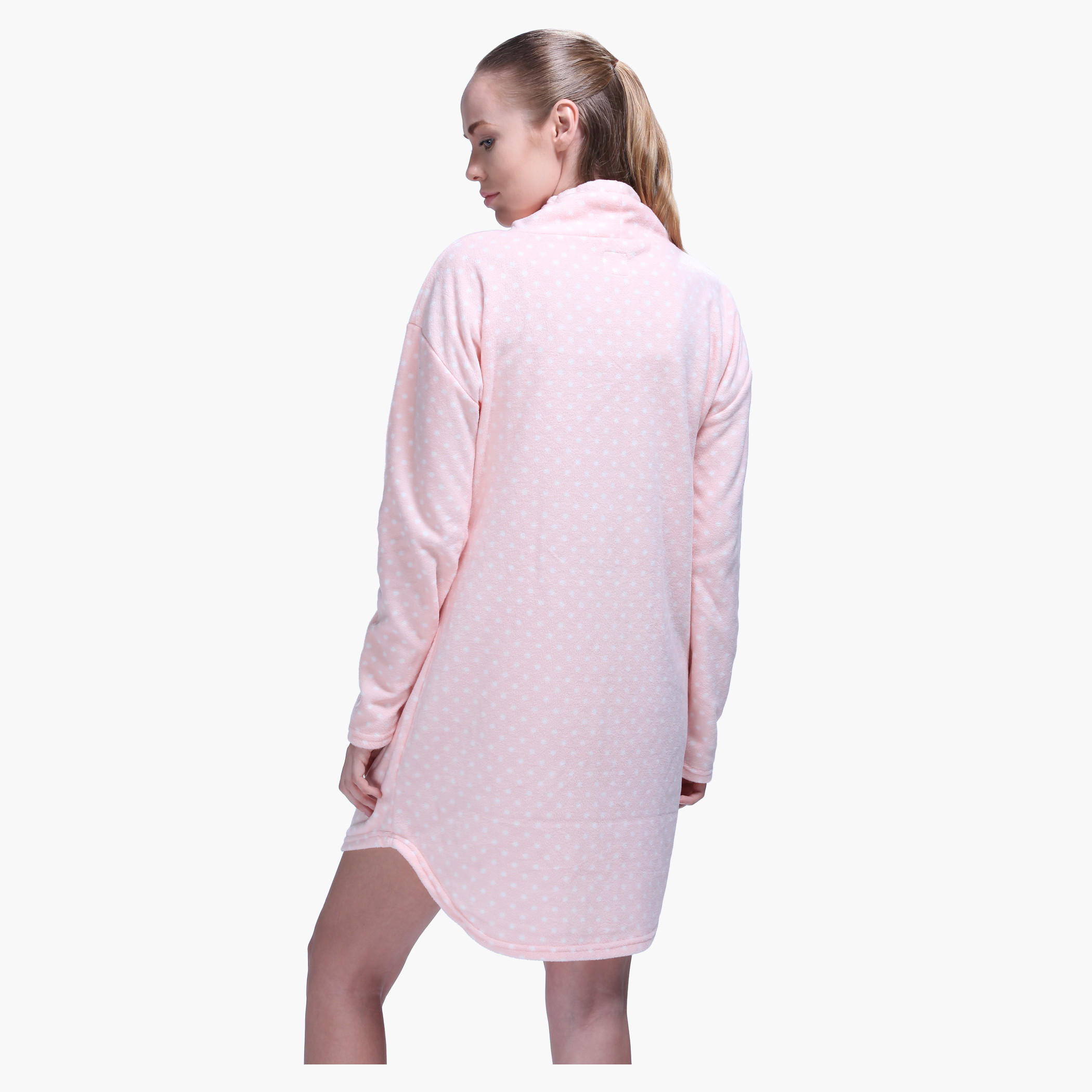 Printed High Neck Long Sleeves Dress-women-clothing-nightwear-nighties-image-2