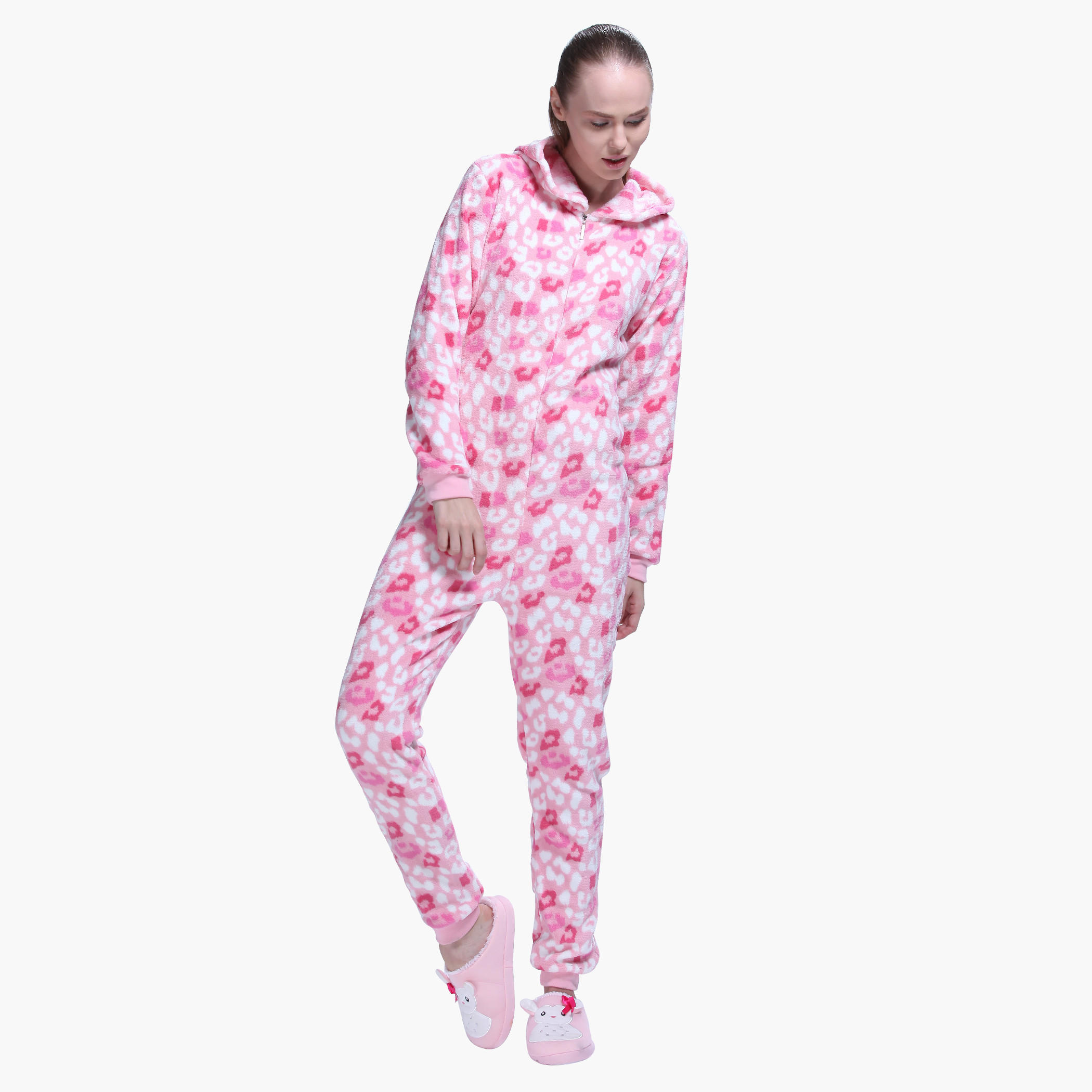 Long Sleeves Hooded Jumpsuit with Zippered Front-women-clothing-nightwear-nighties-image-5