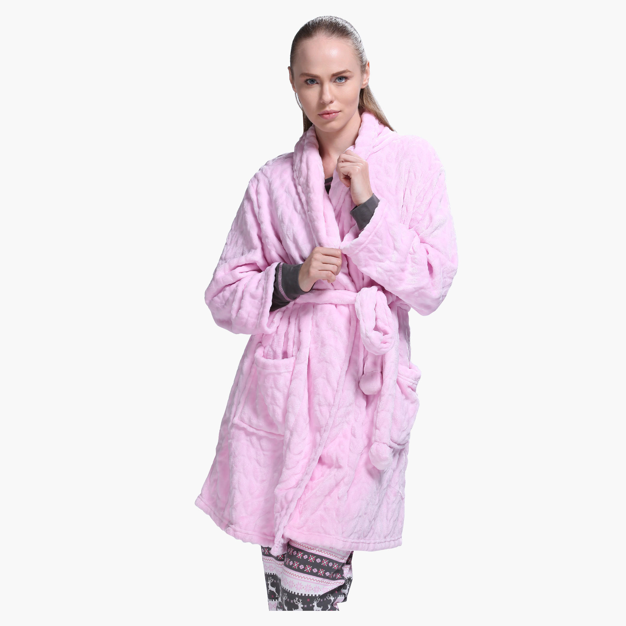 Textured Robe with Long Sleeves and Open Front-women-clothing-nightwear-robes-image-6