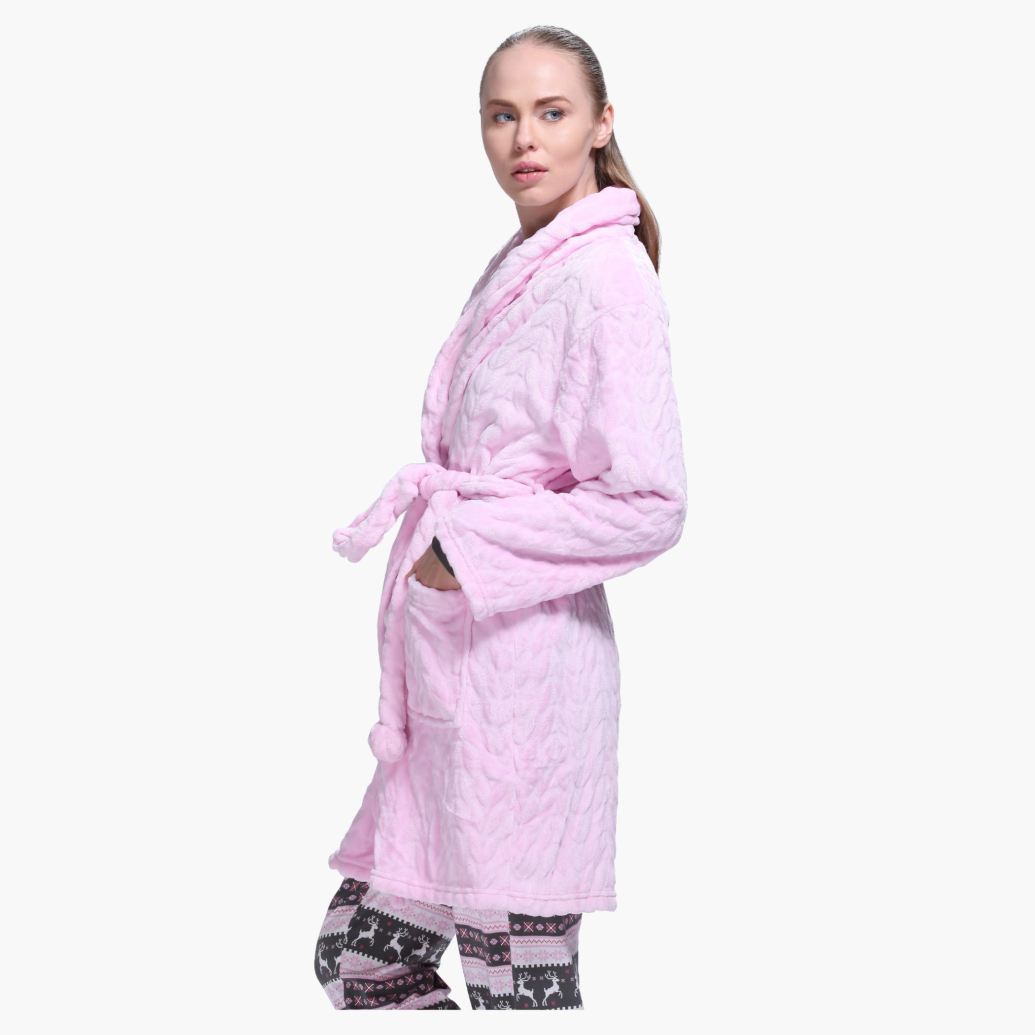 Textured Robe with Long Sleeves and Open Front-women-clothing-nightwear-robes-image-8