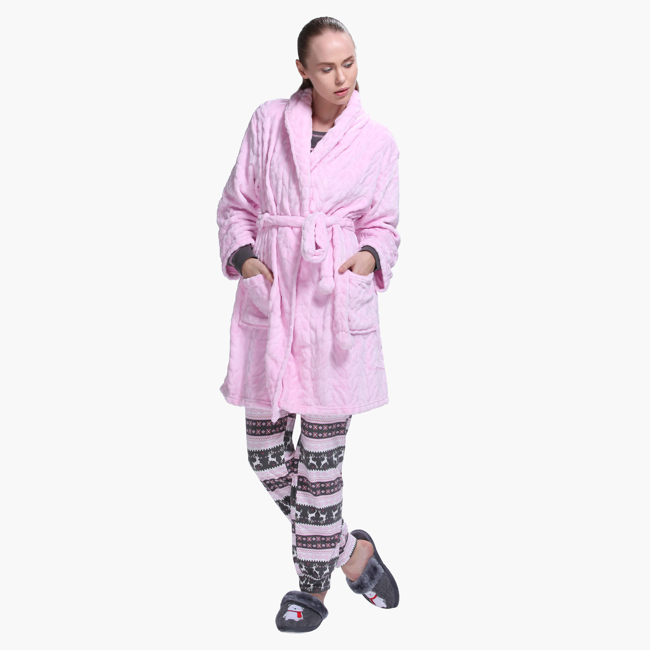 Textured Robe with Long Sleeves and Open Front-women-clothing-nightwear-robes-image-10