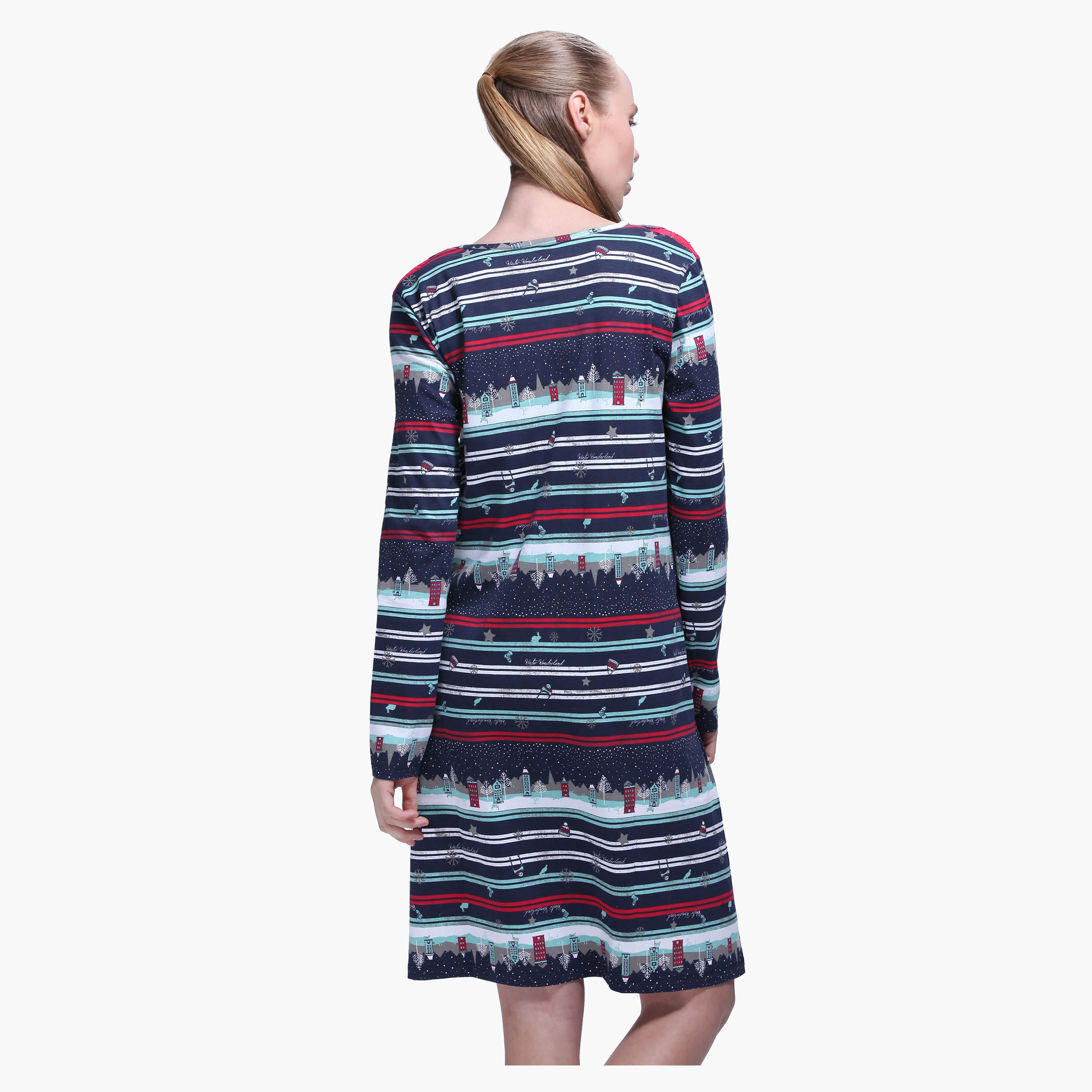 Printed Long Sleeves Midi Dress-women-clothing-nightwear-nighties-image-4