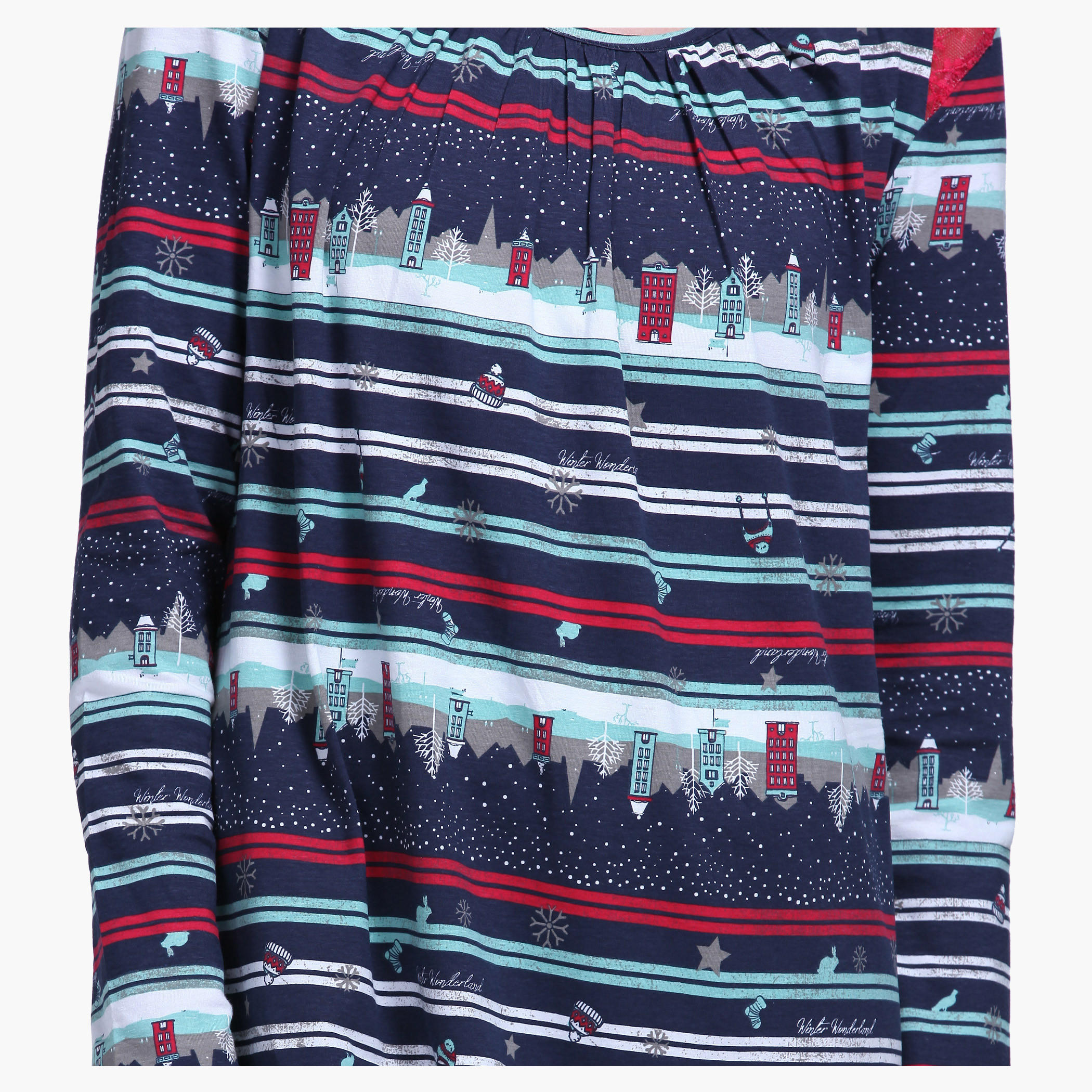 Printed Long Sleeves Midi Dress-women-clothing-nightwear-nighties-image-2