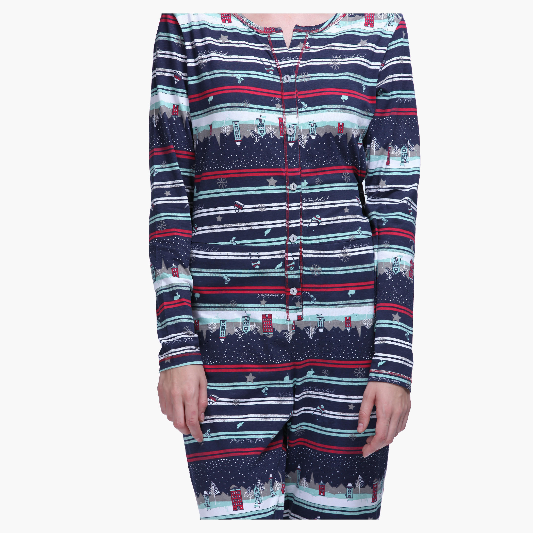 Printed Long Sleeves Jumpsuit-women-clothing-nightwear-nighties-image-4