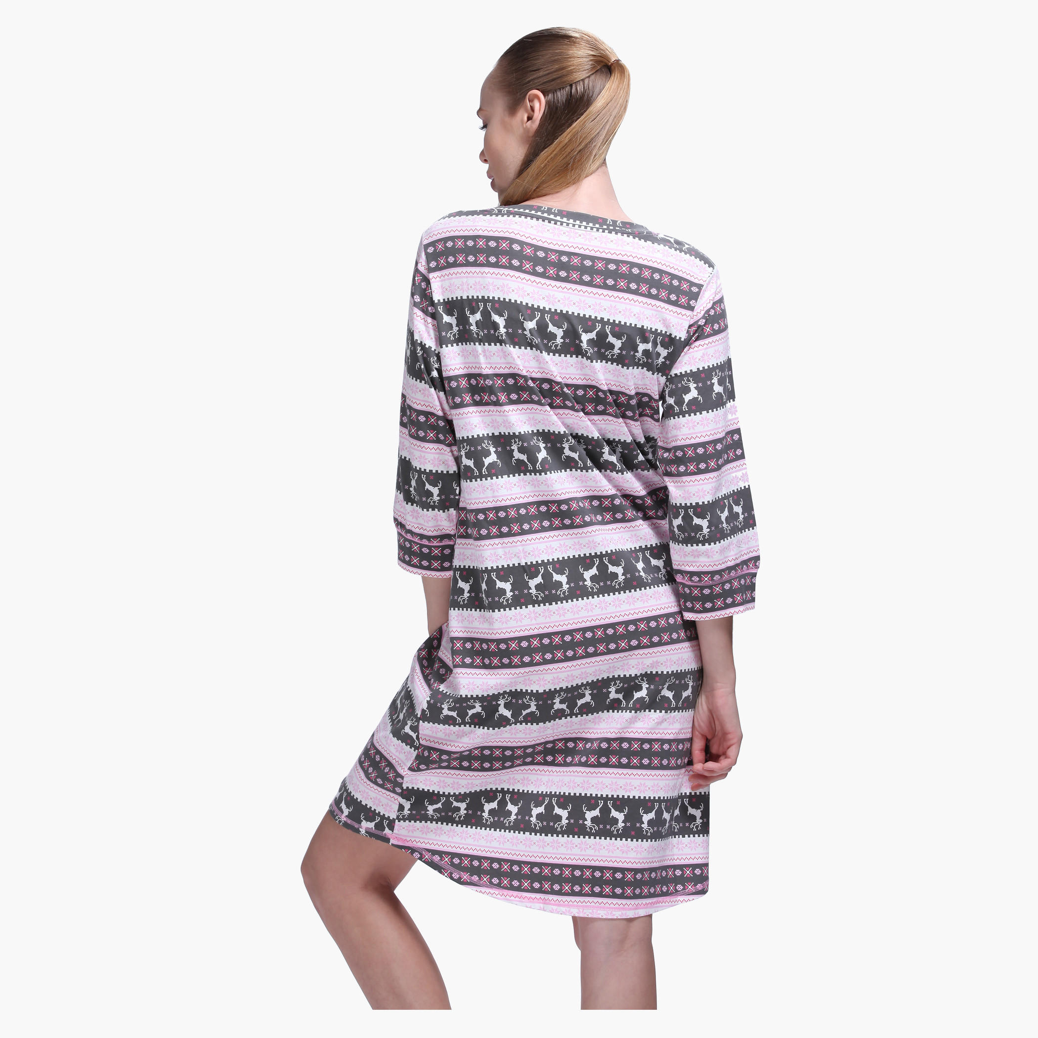 Printed Short Sleeves Mini Dress-women-clothing-nightwear-nighties-image-2