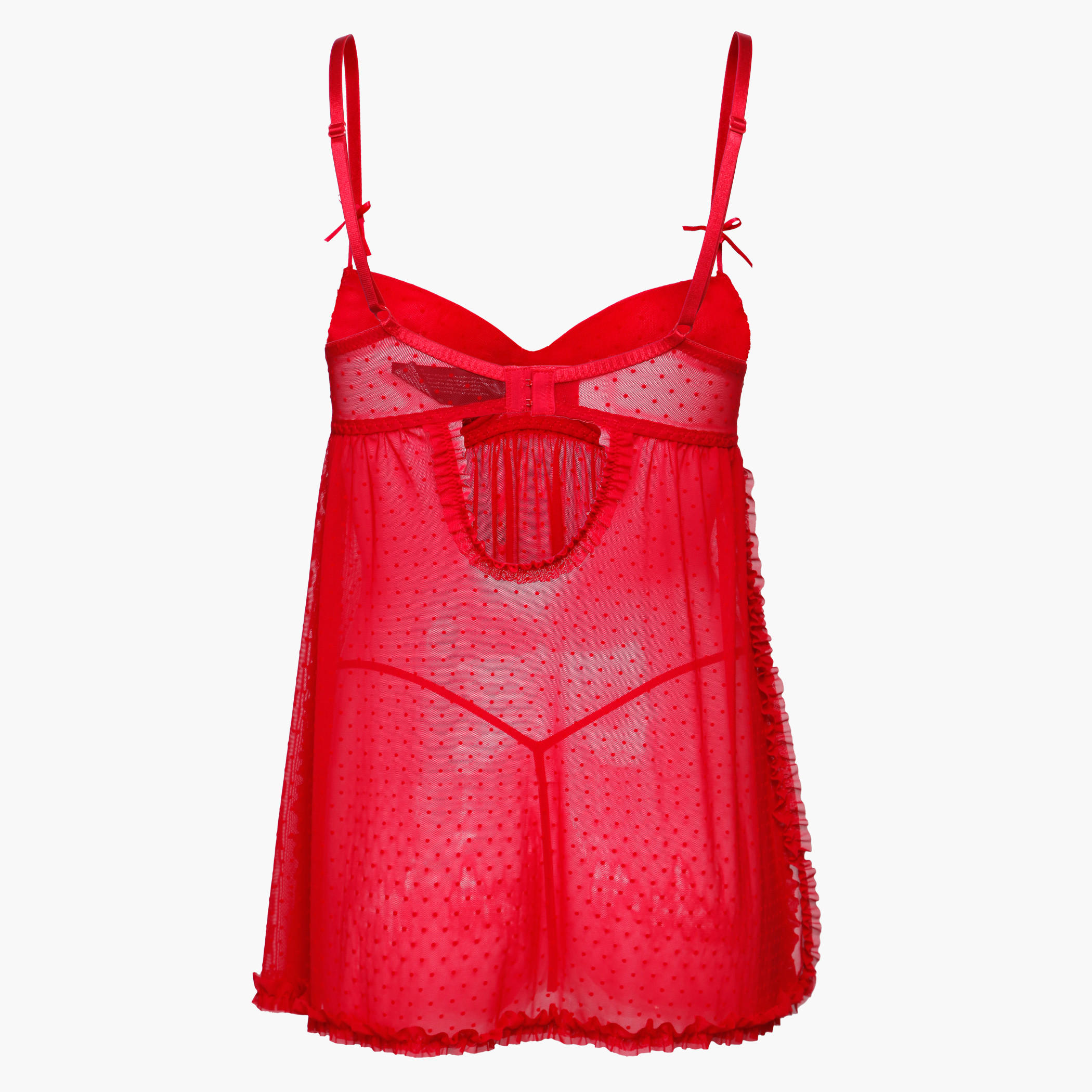 Babydoll Set with Bow Applique and Frill Detail-women-clothing-lingerie-babydollsandbodysuits-image-2