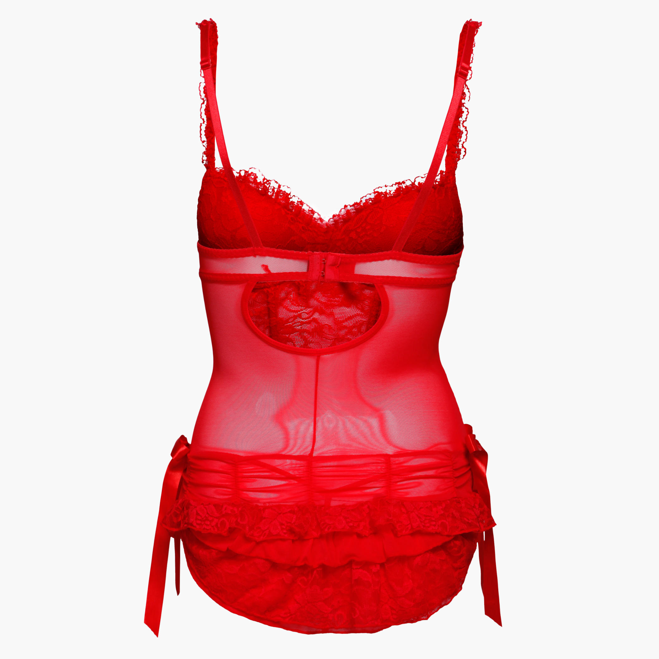Babydoll Set with Bow Applique and Lace Detail-women-clothing-lingerie-babydollsandbodysuits-image-2