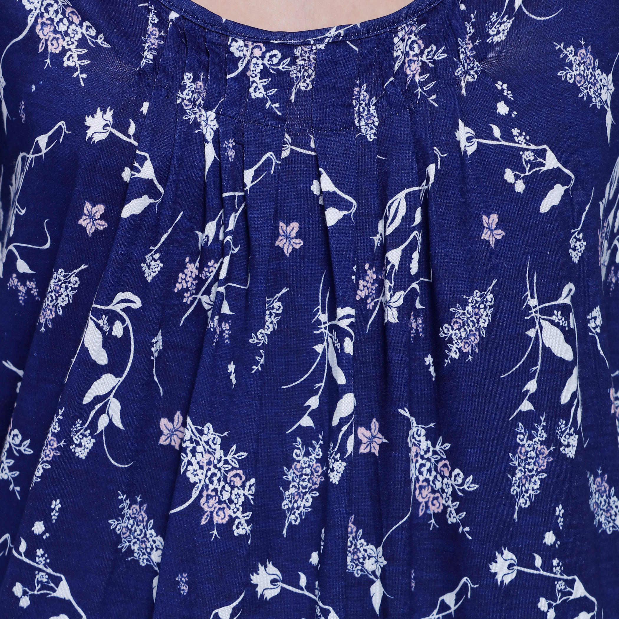 Printed Long Dress with Round Neck and Short Sleeves -women-clothing-nightwear-nighties-image-4