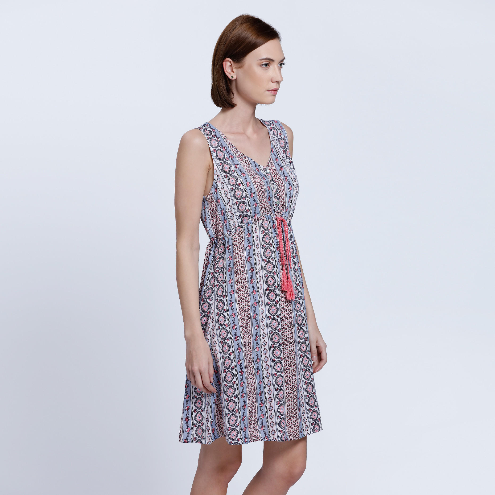Printed V-Neck Dress-women-clothing-nightwear-nighties-image-3
