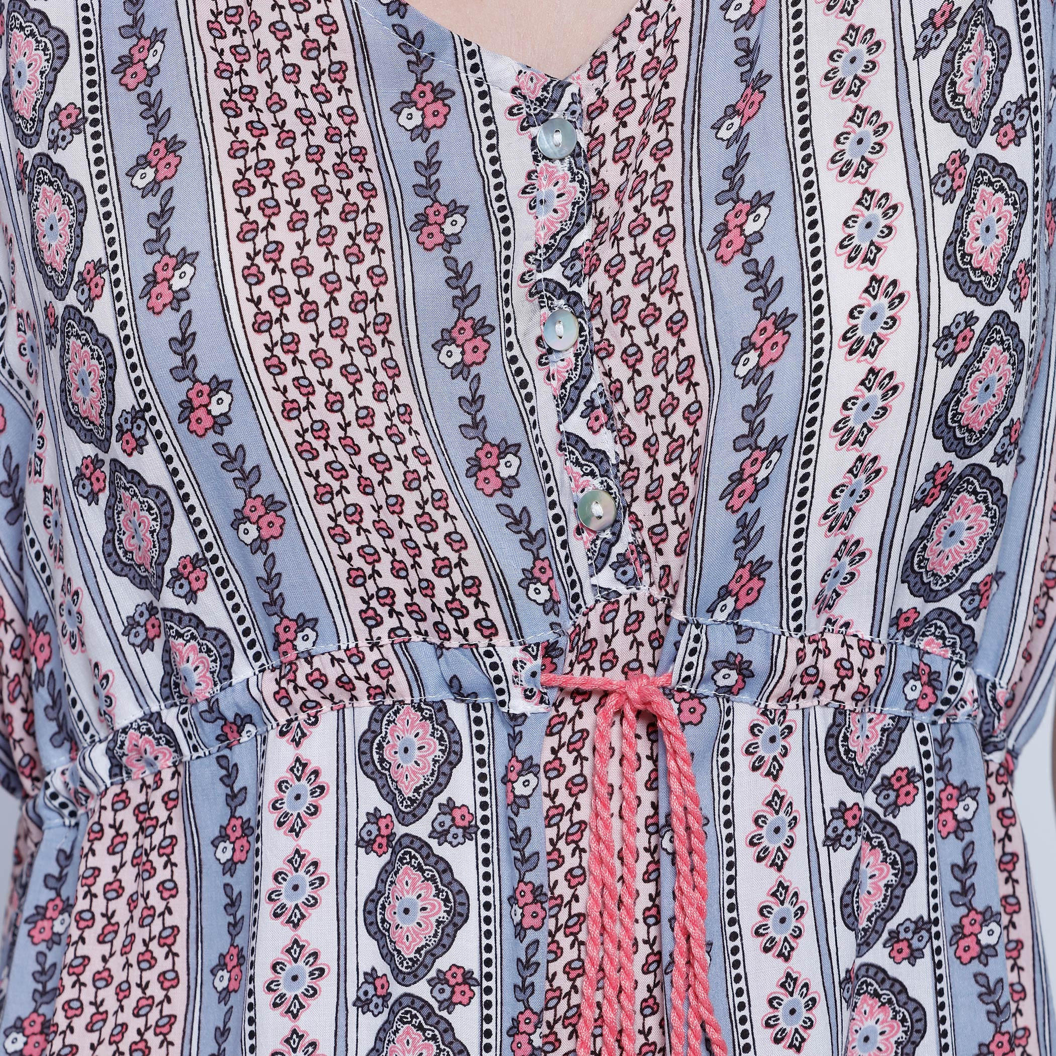 Printed V-Neck Dress-women-clothing-nightwear-nighties-image-2