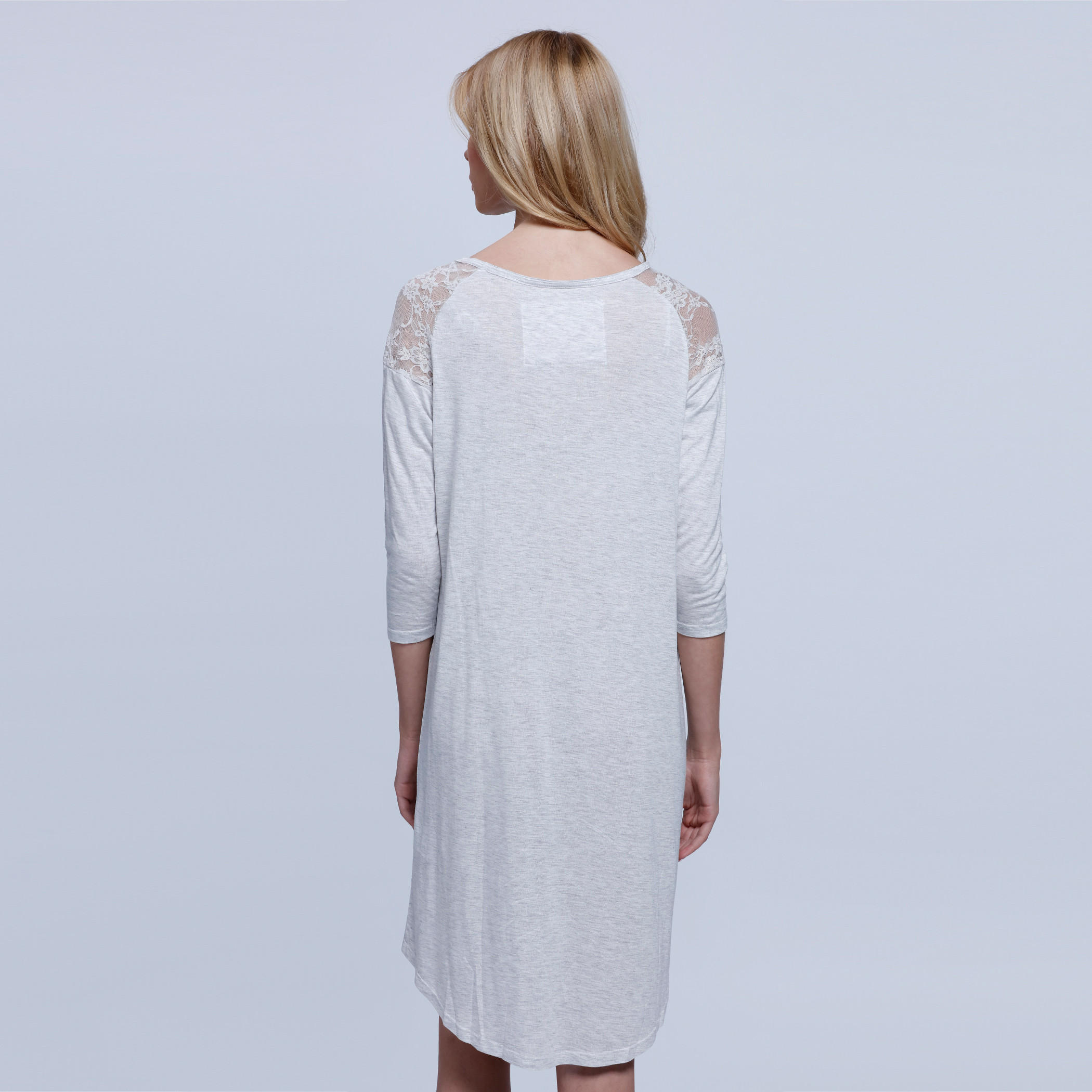Printed Dress with Round Neck and 3/4 Sleeves-women-clothing-nightwear-nighties-image-2