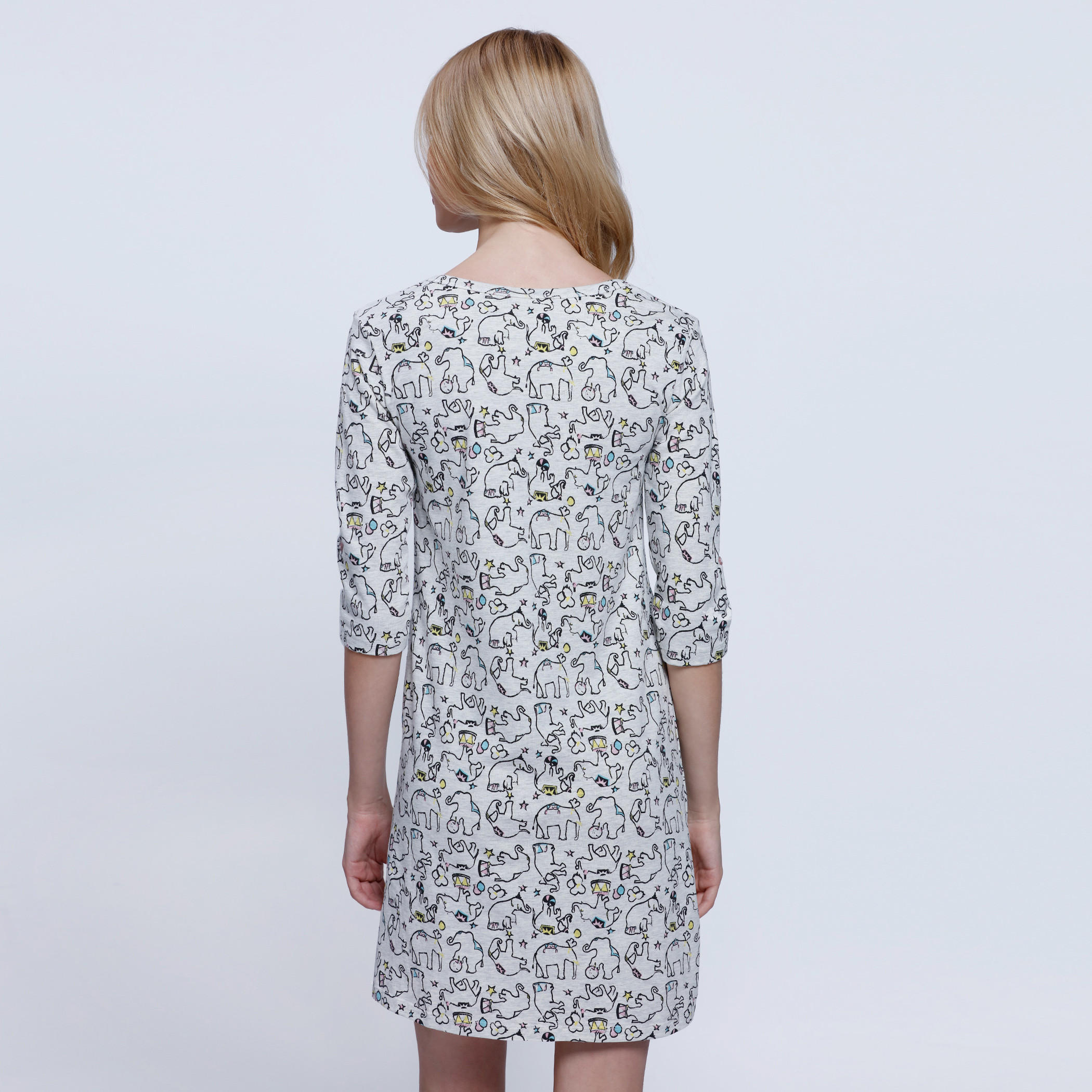 Printed Dress with 3/4 Sleeves-women-clothing-nightwear-nighties-image-4