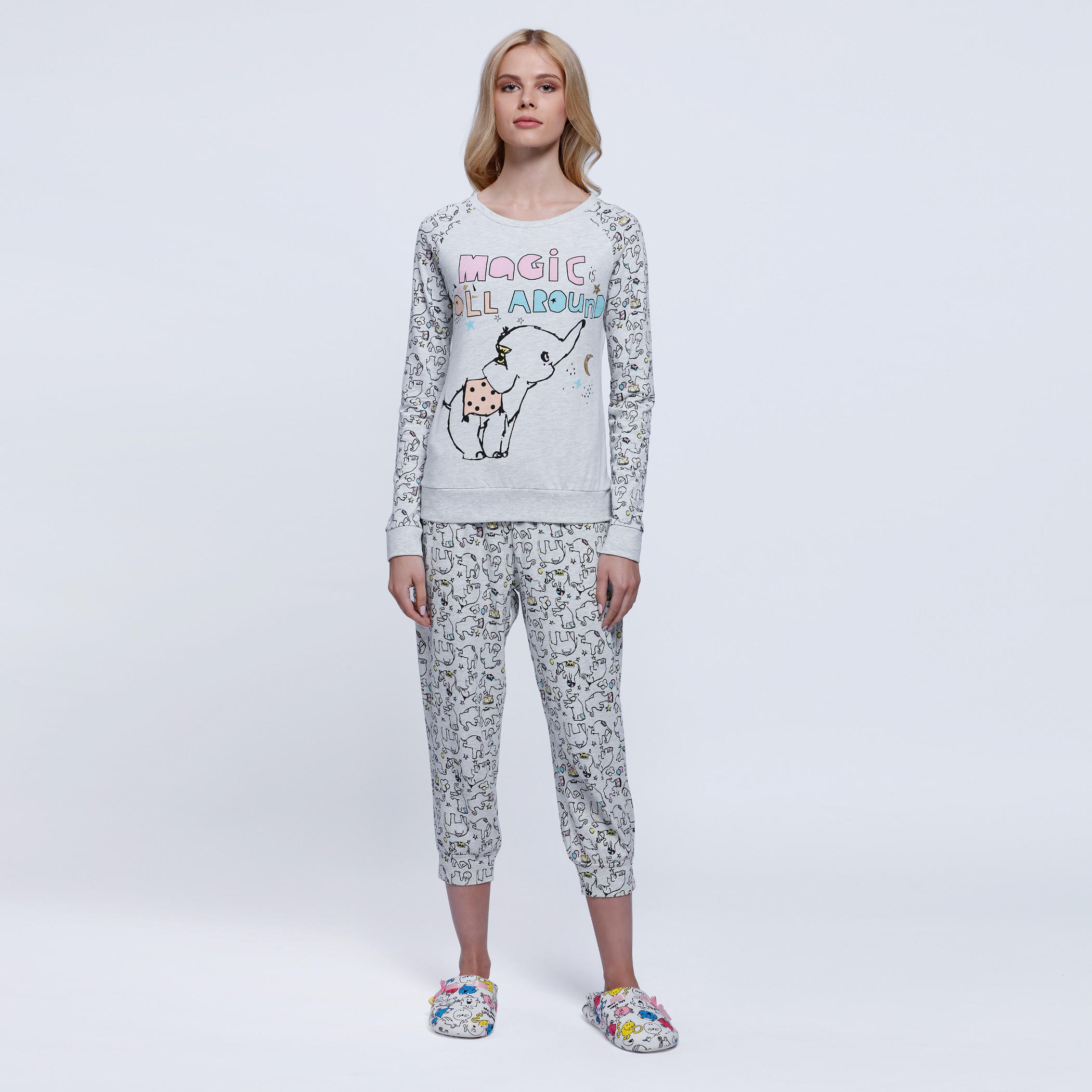 Printed Full Length Top with Round Neck-women-clothing-nightwear-pyjamas-tops-image-1