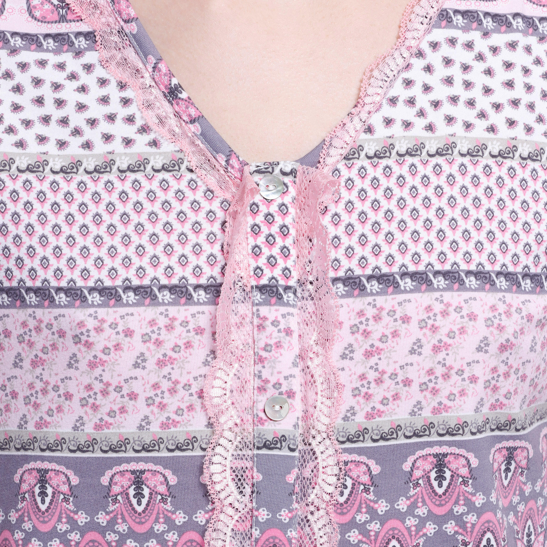 All Over Print Dress with Short Sleeves-women-clothing-nightwear-nighties-image-4